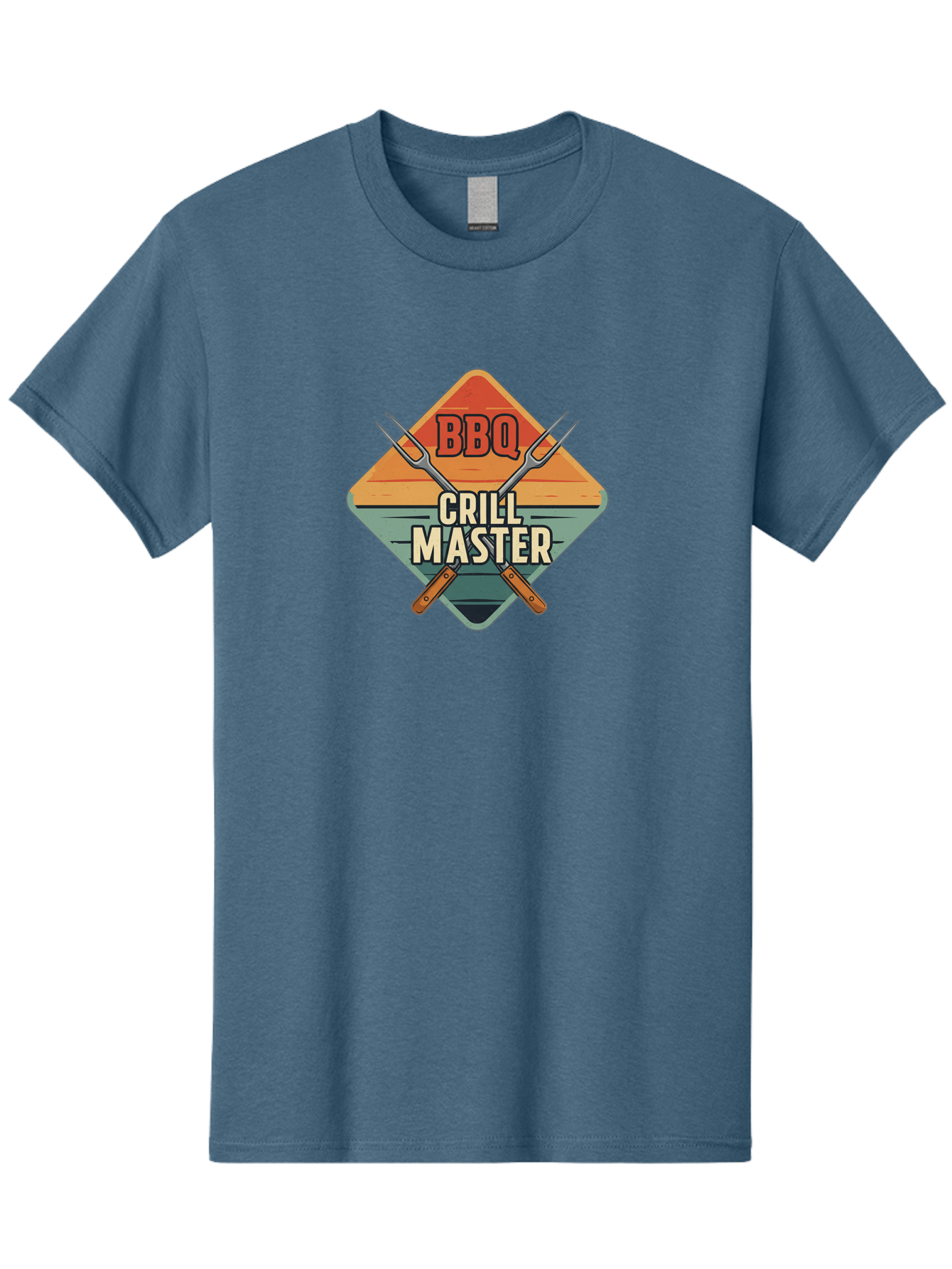 Bbq-Crill-Master Men'S Graphic Tee, 100% Cotton, Comfortable Casual Summer Wear, Machine Washable, Bbq Logo, Grill Master Symbol, Barbecue Emblem, Outdoor Cooking, Grill Utensils, Skewers, Cooking Tools, Wooden Handles, Diamond Shape Design Bab665 15