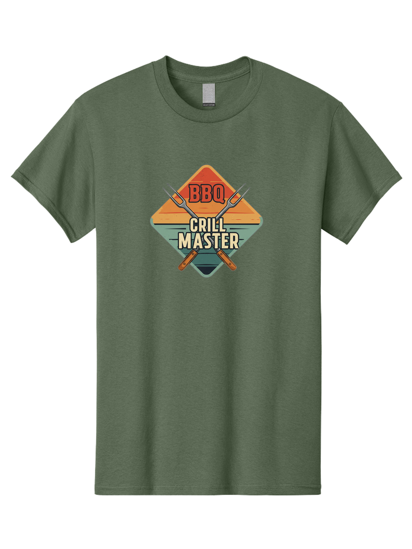 Bbq-Crill-Master Men'S Graphic Tee, 100% Cotton, Comfortable Casual Summer Wear, Machine Washable, Bbq Logo, Grill Master Symbol, Barbecue Emblem, Outdoor Cooking, Grill Utensils, Skewers, Cooking Tools, Wooden Handles, Diamond Shape Design Bab665 13