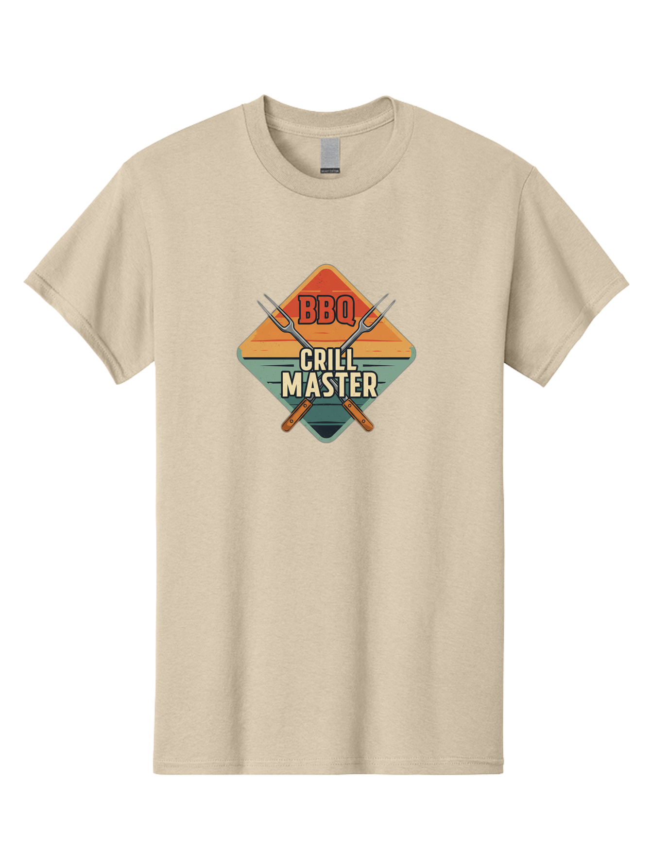 Bbq-Crill-Master Men'S Graphic Tee, 100% Cotton, Comfortable Casual Summer Wear, Machine Washable, Bbq Logo, Grill Master Symbol, Barbecue Emblem, Outdoor Cooking, Grill Utensils, Skewers, Cooking Tools, Wooden Handles, Diamond Shape Design Bab665 6