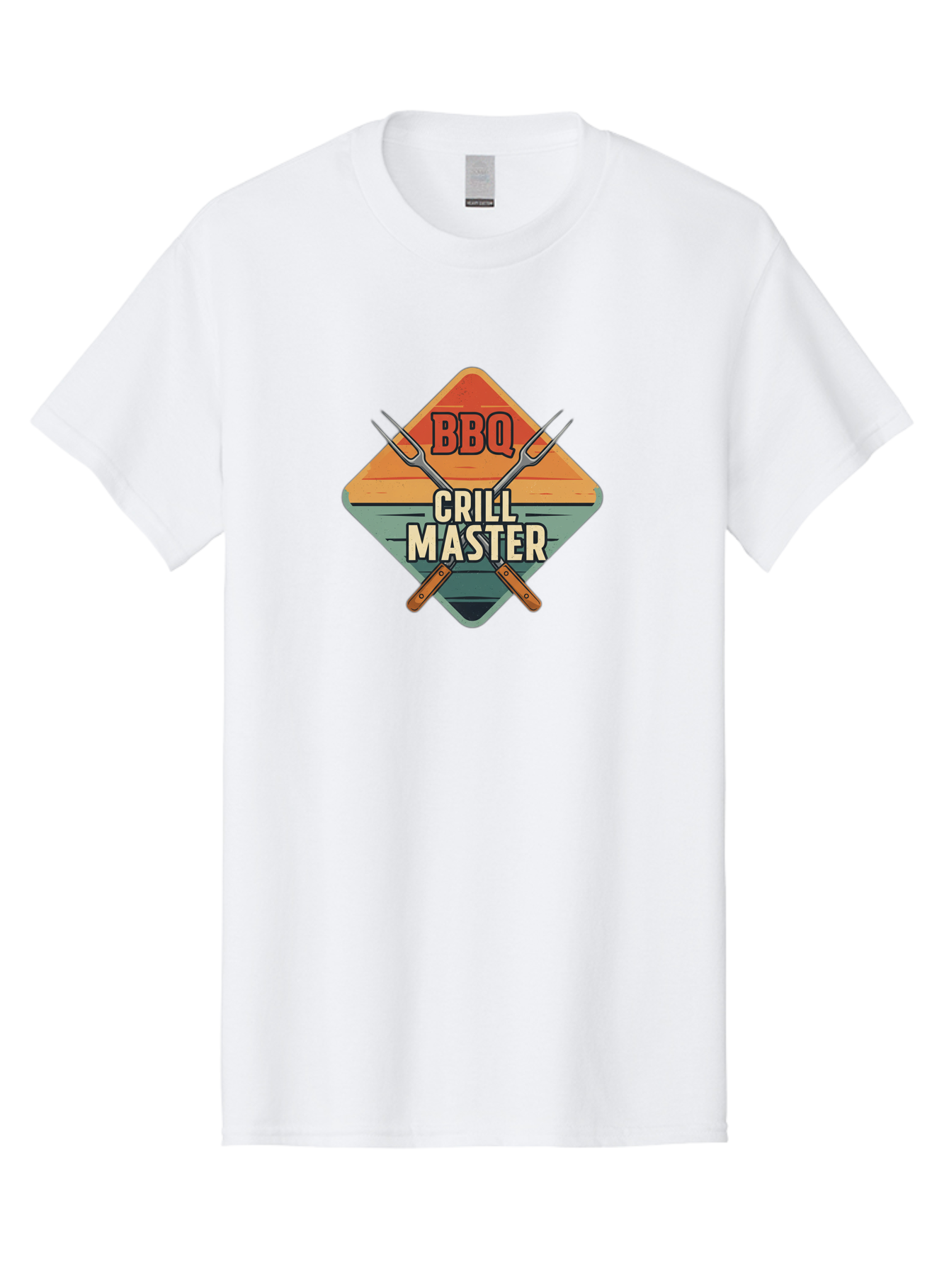 Bbq-Crill-Master Men'S Graphic Tee, 100% Cotton, Comfortable Casual Summer Wear, Machine Washable, Bbq Logo, Grill Master Symbol, Barbecue Emblem, Outdoor Cooking, Grill Utensils, Skewers, Cooking Tools, Wooden Handles, Diamond Shape Design Bab665 11