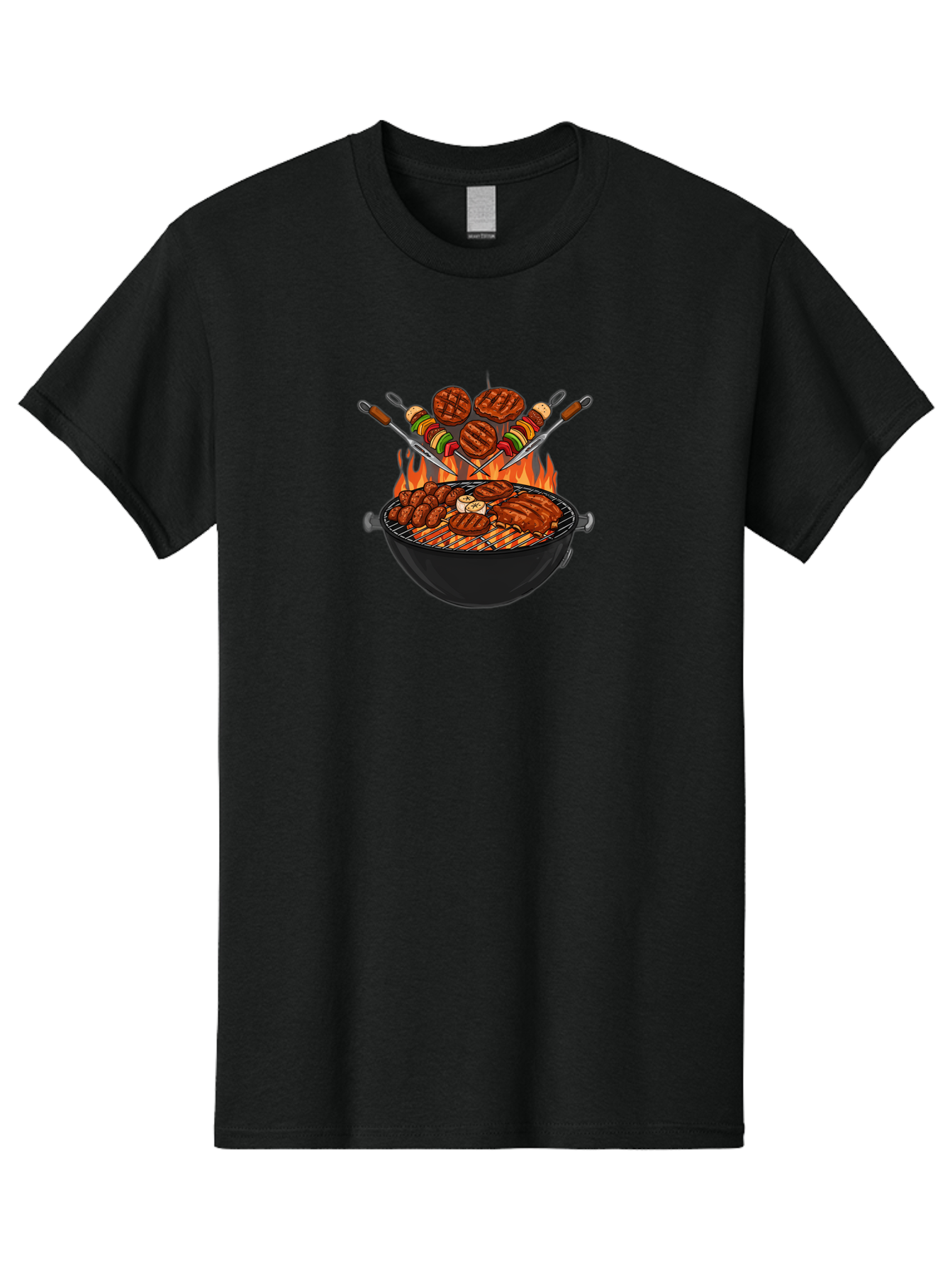 Bbq-Grill-1 Men'S Graphic Tee, 100% Cotton, Comfortable Casual Summer Wear, Machine Washable, Grilled Burgers, Skewers Of Meat And Vegetables, Barbecue Grill, Outdoor Cooking, Grilled Food, Summer Bbq Bab666 10