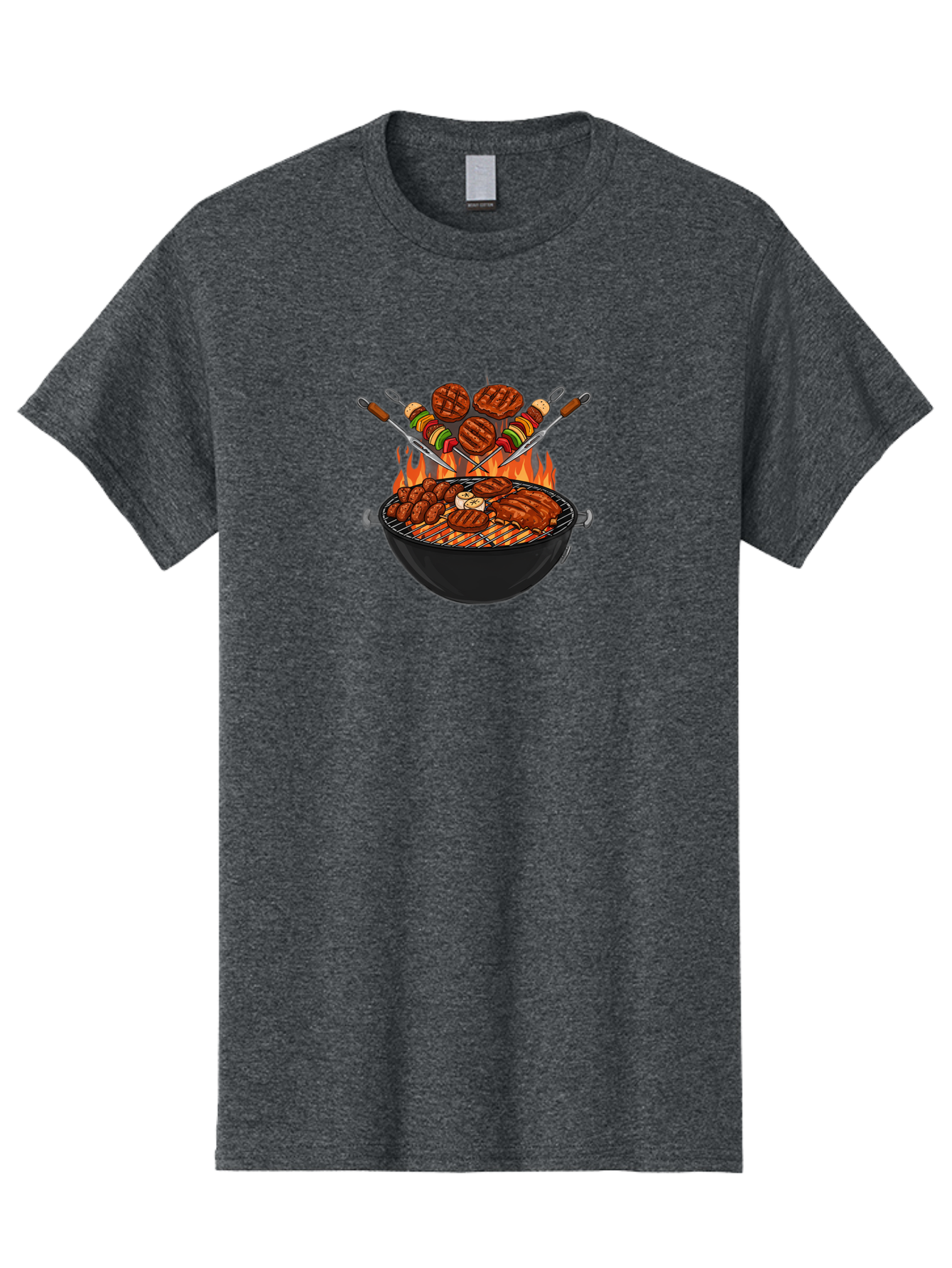 Bbq-Grill-1 Men'S Graphic Tee, 100% Cotton, Comfortable Casual Summer Wear, Machine Washable, Grilled Burgers, Skewers Of Meat And Vegetables, Barbecue Grill, Outdoor Cooking, Grilled Food, Summer Bbq Bab666 5