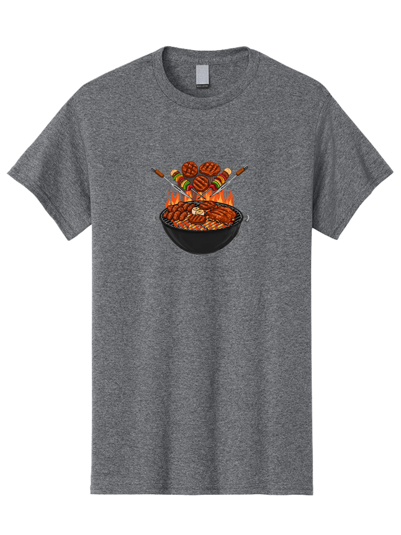 Bbq-Grill-1 Men'S Graphic Tee, 100% Cotton, Comfortable Casual Summer Wear, Machine Washable, Grilled Burgers, Skewers Of Meat And Vegetables, Barbecue Grill, Outdoor Cooking, Grilled Food, Summer Bbq Bab666 6