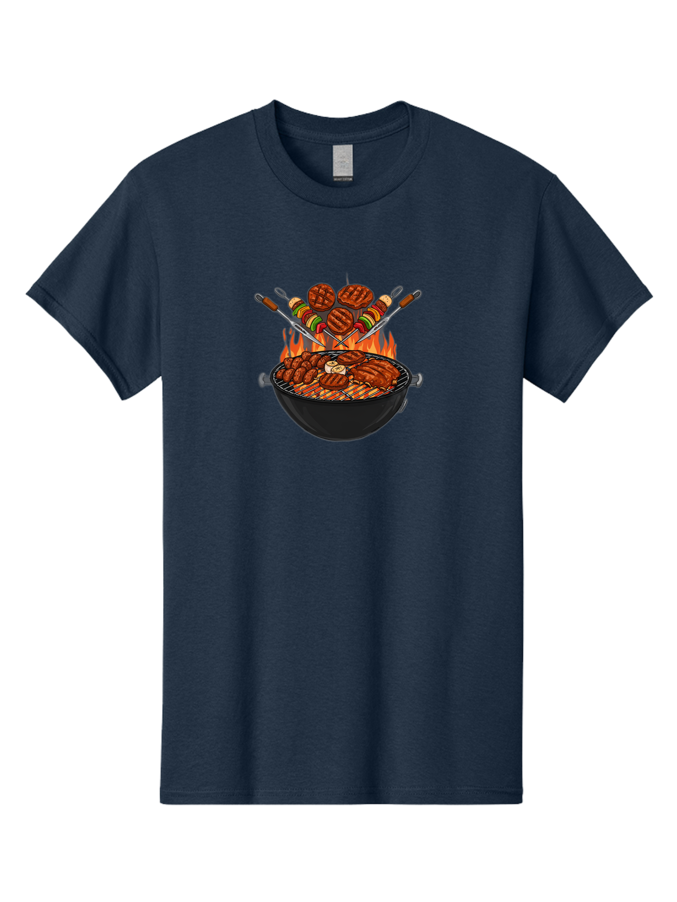 Bbq-Grill-1 Men'S Graphic Tee, 100% Cotton, Comfortable Casual Summer Wear, Machine Washable, Grilled Burgers, Skewers Of Meat And Vegetables, Barbecue Grill, Outdoor Cooking, Grilled Food, Summer Bbq Bab666 14