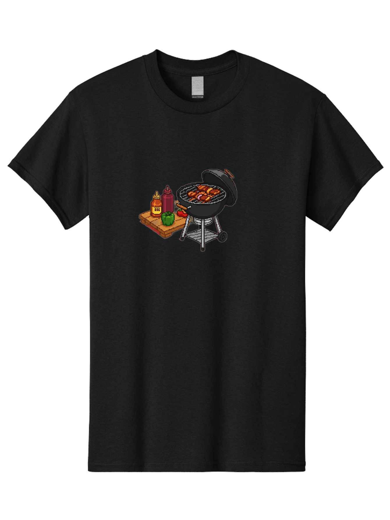 Bbq-Grill-2 Men'S Graphic Tee, 100% Cotton, Comfortable Casual Summer Wear, Machine Washable, Bbq Grill With Sausages, Outdoor Cooking, Grilling, Barbecue Sauce, Condiments, Bell Pepper, Chili Pepper, Grilling Essentials, Barbecue, Bab667 11