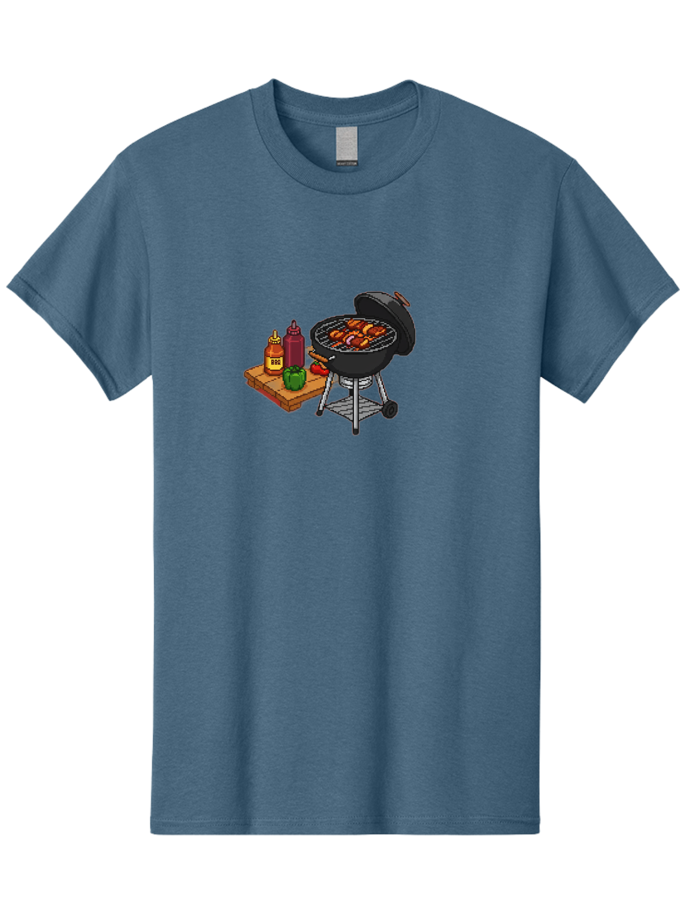 Bbq-Grill-2 Men'S Graphic Tee, 100% Cotton, Comfortable Casual Summer Wear, Machine Washable, Bbq Grill With Sausages, Outdoor Cooking, Grilling, Barbecue Sauce, Condiments, Bell Pepper, Chili Pepper, Grilling Essentials, Barbecue, Bab667 9
