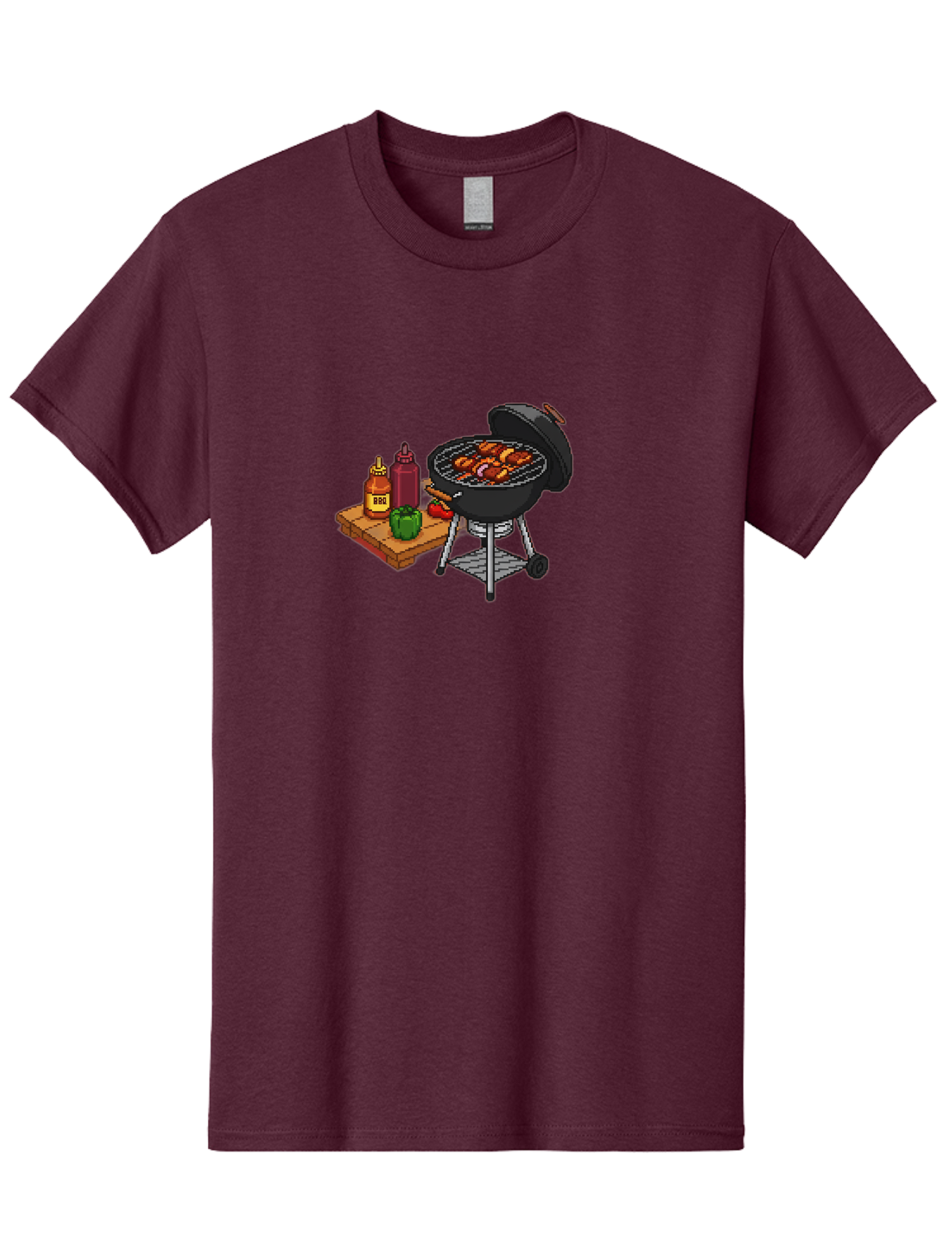 Bbq-Grill-2 Men'S Graphic Tee, 100% Cotton, Comfortable Casual Summer Wear, Machine Washable, Bbq Grill With Sausages, Outdoor Cooking, Grilling, Barbecue Sauce, Condiments, Bell Pepper, Chili Pepper, Grilling Essentials, Barbecue, Bab667 7
