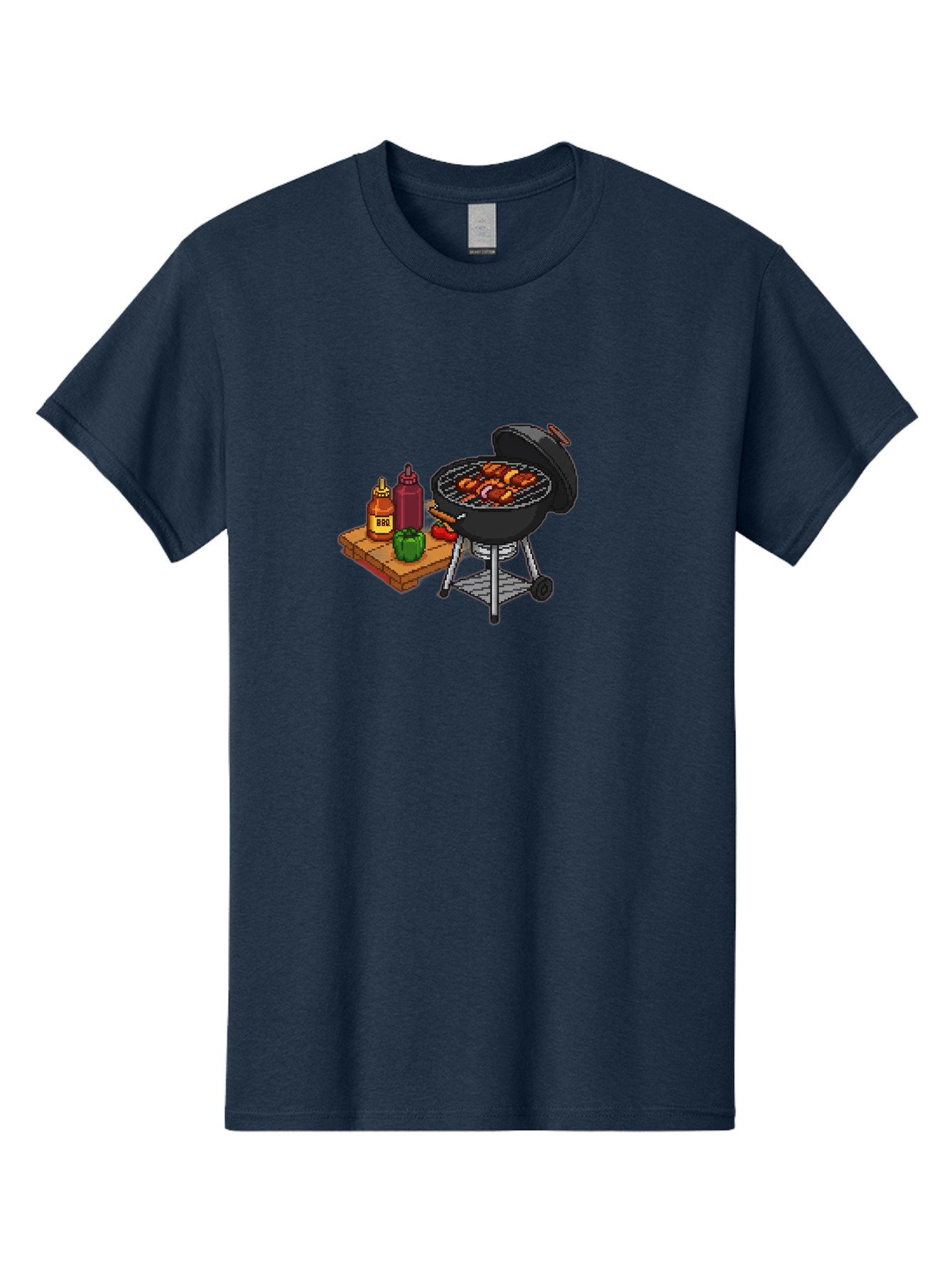 Bbq-Grill-2 Men'S Graphic Tee, 100% Cotton, Comfortable Casual Summer Wear, Machine Washable, Bbq Grill With Sausages, Outdoor Cooking, Grilling, Barbecue Sauce, Condiments, Bell Pepper, Chili Pepper, Grilling Essentials, Barbecue, Bab667 3