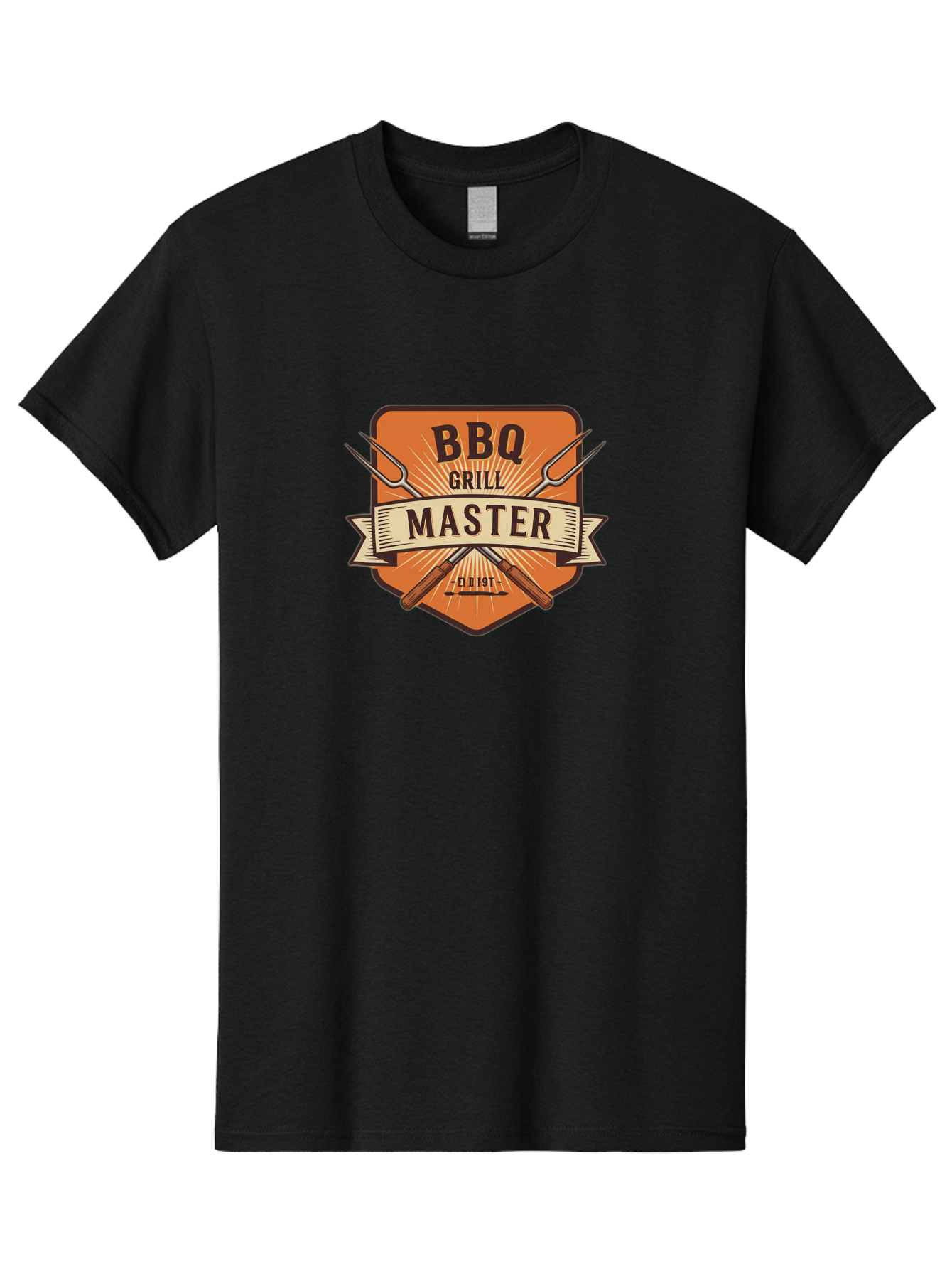 Bbq-Grill-Master Men'S Graphic Tee, 100% Cotton, Comfortable Casual Summer Wear, Machine Washable, Barbecue Logo, Grill Master Logo, Vintage Style, Crossed Forks, Est 1971, Retro Design, Barbecue Branding, Grill Logo Bab671 7