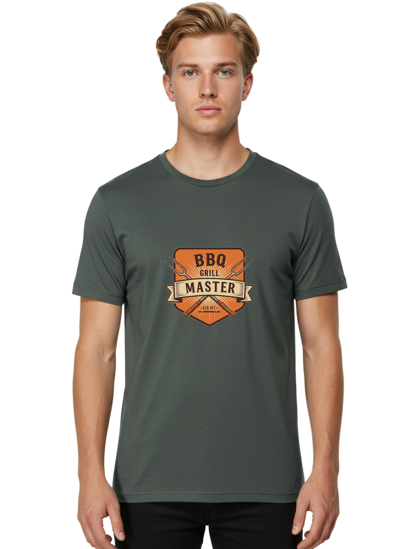 Bbq-Grill-Master Men'S Graphic Tee, 100% Cotton, Comfortable Casual Summer Wear, Machine Washable, Barbecue Logo, Grill Master Logo, Vintage Style, Crossed Forks, Est 1971, Retro Design, Barbecue Branding, Grill Logo Bab671 27