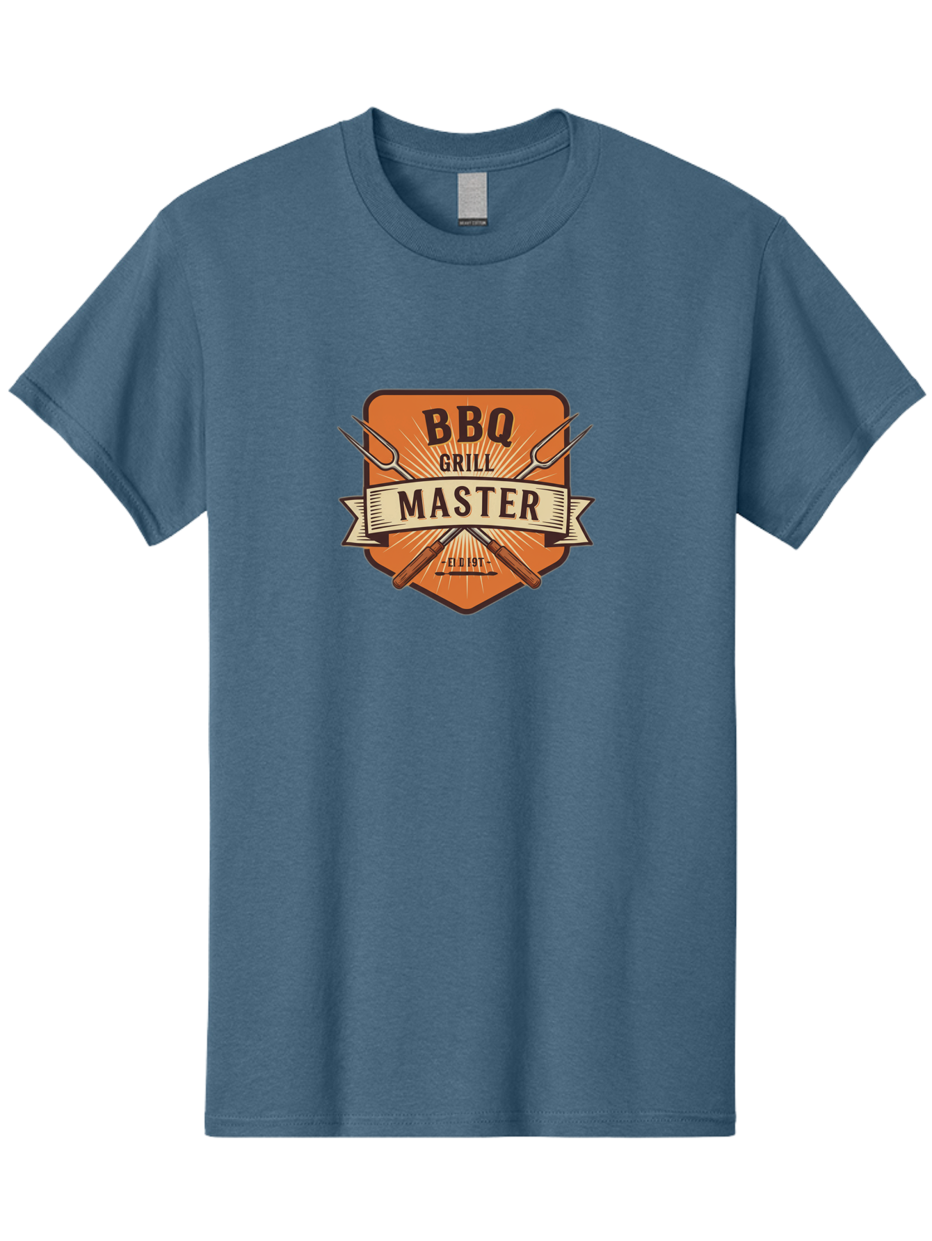 Bbq-Grill-Master Men'S Graphic Tee, 100% Cotton, Comfortable Casual Summer Wear, Machine Washable, Barbecue Logo, Grill Master Logo, Vintage Style, Crossed Forks, Est 1971, Retro Design, Barbecue Branding, Grill Logo Bab671 3