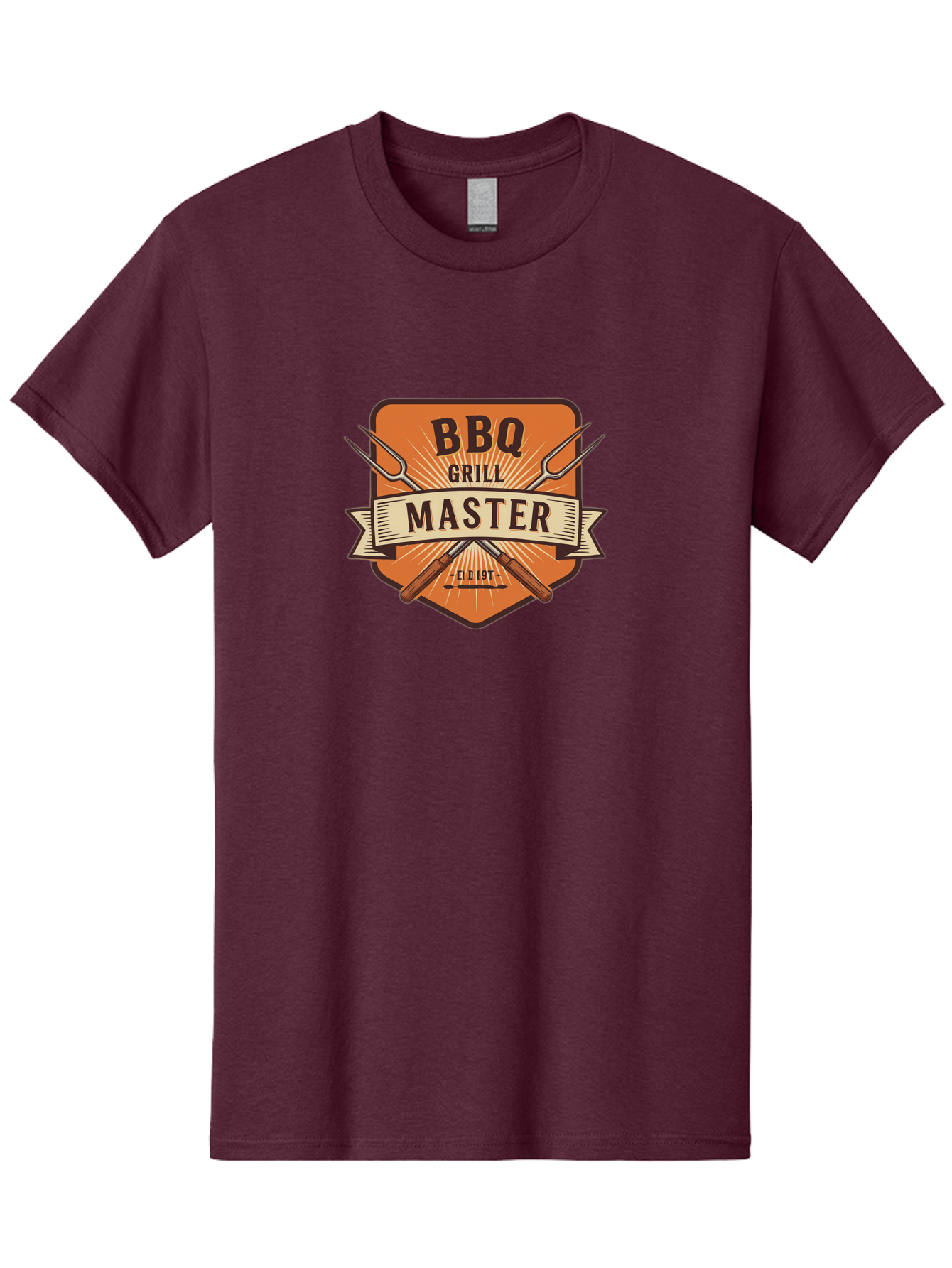 Bbq-Grill-Master Men'S Graphic Tee, 100% Cotton, Comfortable Casual Summer Wear, Machine Washable, Barbecue Logo, Grill Master Logo, Vintage Style, Crossed Forks, Est 1971, Retro Design, Barbecue Branding, Grill Logo Bab671 5
