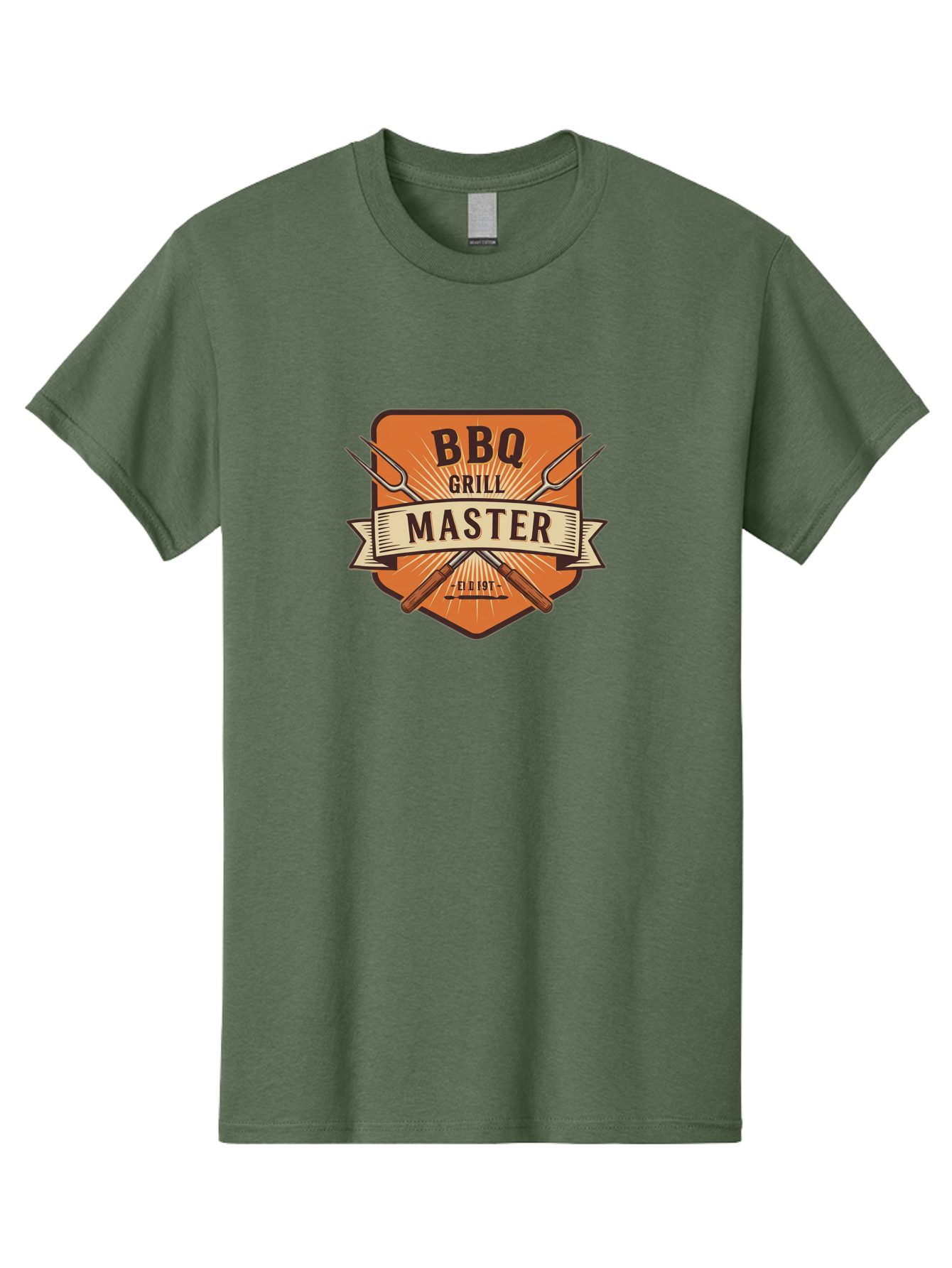 Bbq-Grill-Master Men'S Graphic Tee, 100% Cotton, Comfortable Casual Summer Wear, Machine Washable, Barbecue Logo, Grill Master Logo, Vintage Style, Crossed Forks, Est 1971, Retro Design, Barbecue Branding, Grill Logo Bab671 1