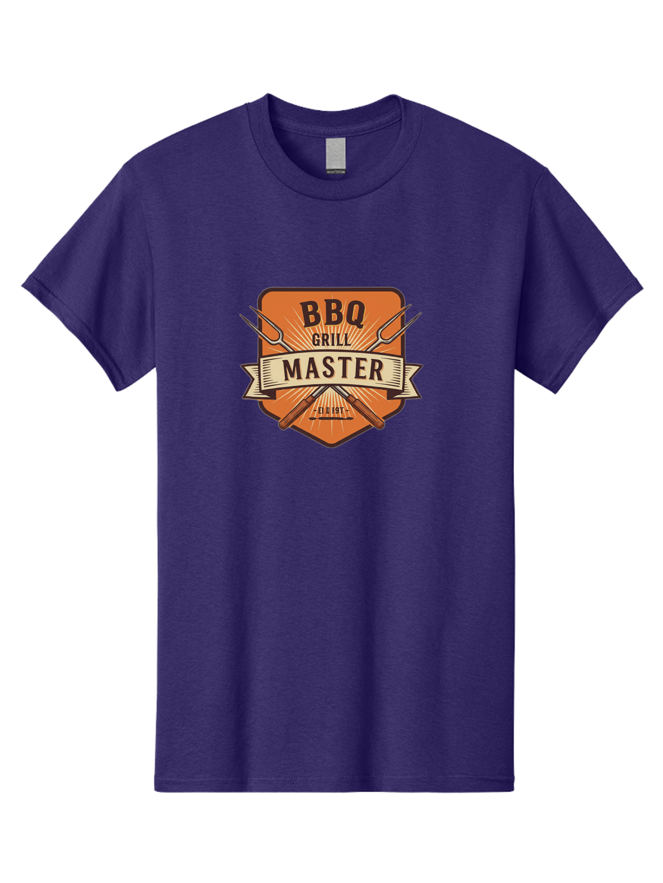 Bbq-Grill-Master Men'S Graphic Tee, 100% Cotton, Comfortable Casual Summer Wear, Machine Washable, Barbecue Logo, Grill Master Logo, Vintage Style, Crossed Forks, Est 1971, Retro Design, Barbecue Branding, Grill Logo Bab671 2