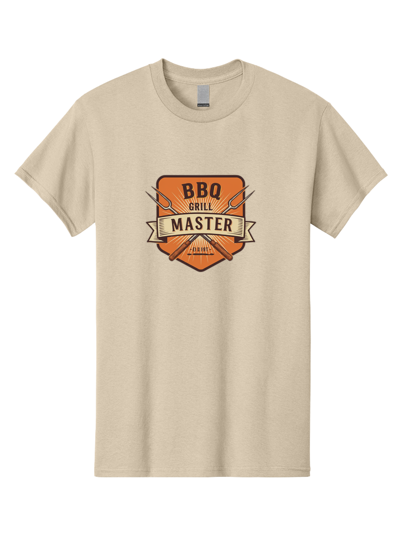 Bbq-Grill-Master Men'S Graphic Tee, 100% Cotton, Comfortable Casual Summer Wear, Machine Washable, Barbecue Logo, Grill Master Logo, Vintage Style, Crossed Forks, Est 1971, Retro Design, Barbecue Branding, Grill Logo Bab671 13