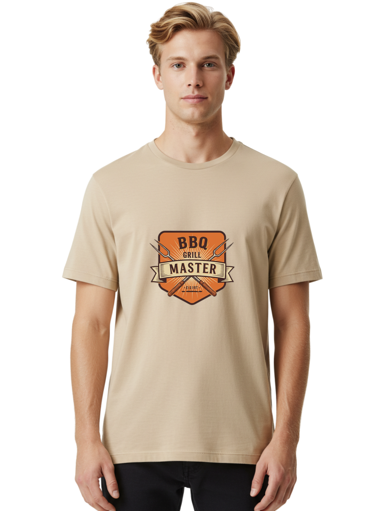Bbq-Grill-Master Men'S Graphic Tee, 100% Cotton, Comfortable Casual Summer Wear, Machine Washable, Barbecue Logo, Grill Master Logo, Vintage Style, Crossed Forks, Est 1971, Retro Design, Barbecue Branding, Grill Logo Bab671 28
