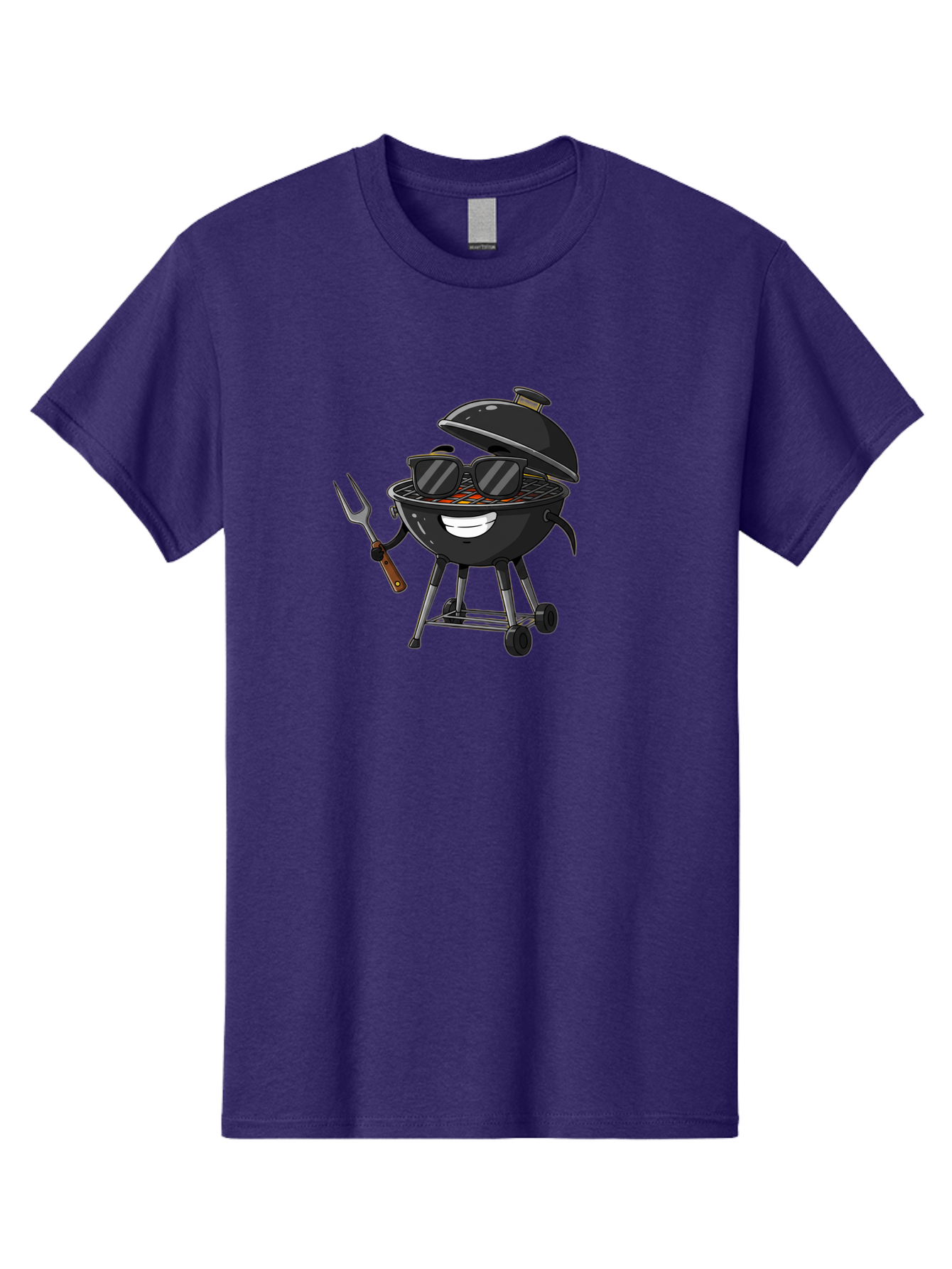 Bbq-Grill-With-Sunglasses Men'S Graphic Tee, 100% Cotton, Comfortable Casual Summer Wear, Machine Washable, Barbecue Grill, Sunglasses On Grill, Fork In Hand, Smiling Grill, Cartoon Character, Bbq Accessories, Outdoor Cooking, Summer Vibes, Bab672 12