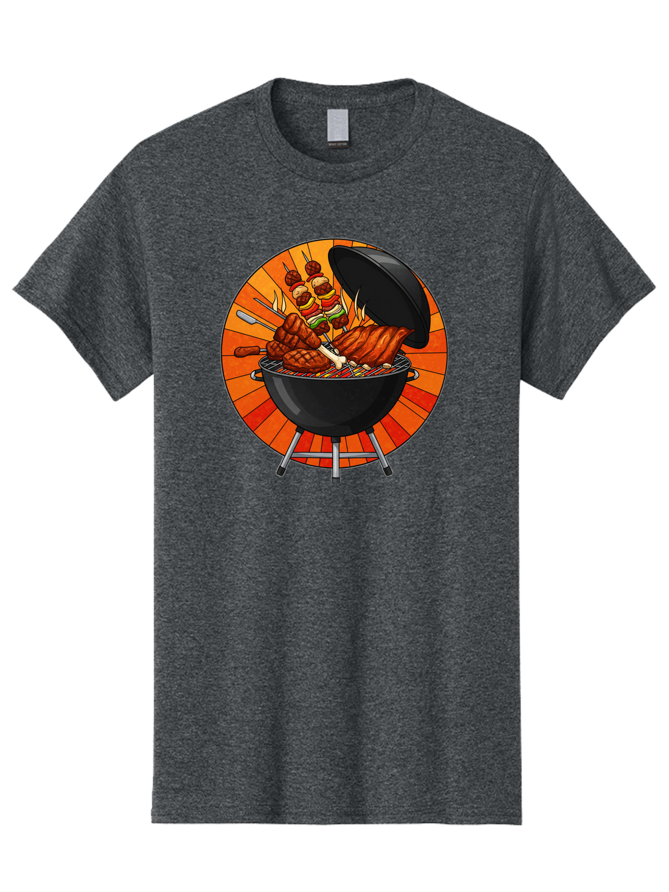 Bbq-Grill Men'S Graphic Tee, 100% Cotton, Comfortable Casual Summer Wear, Machine Washable, Barbecue Grill, Grilled Meat, Skewers, Outdoor Cooking, Summer Food, Barbecue Party, Delicious Food, Grilled Chicken, Barbecue Sauce Bab673 14