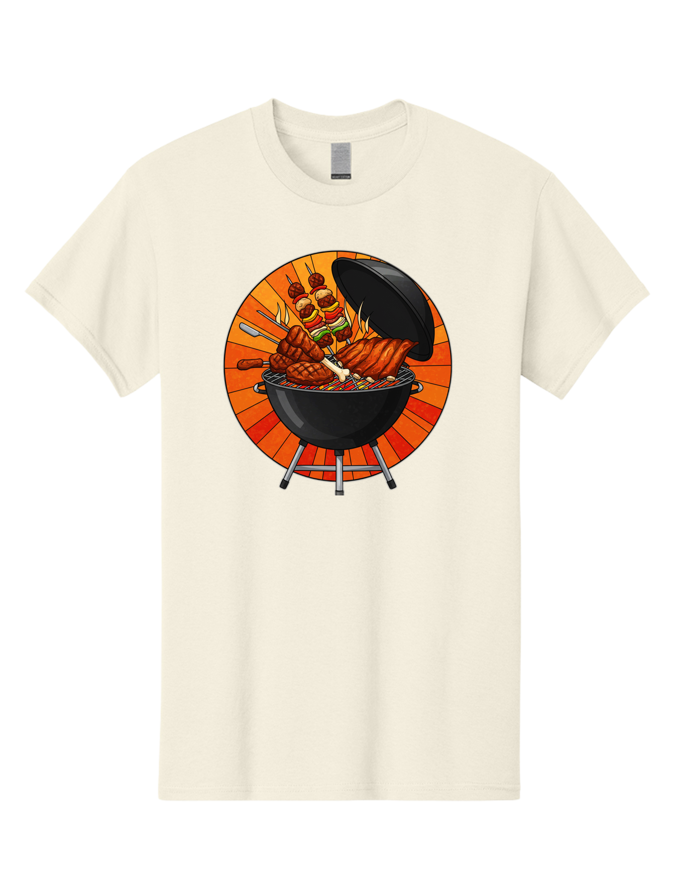 Bbq-Grill Men'S Graphic Tee, 100% Cotton, Comfortable Casual Summer Wear, Machine Washable, Barbecue Grill, Grilled Meat, Skewers, Outdoor Cooking, Summer Food, Barbecue Party, Delicious Food, Grilled Chicken, Barbecue Sauce Bab673 15