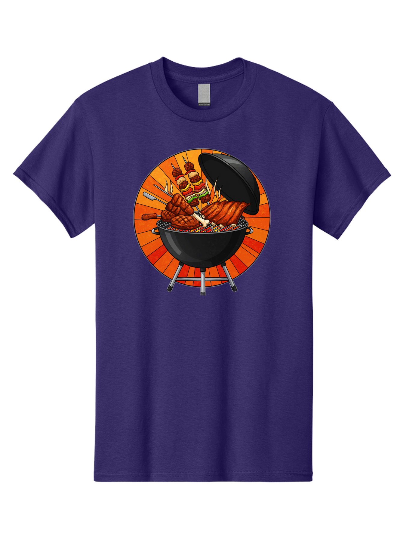 Bbq-Grill Men'S Graphic Tee, 100% Cotton, Comfortable Casual Summer Wear, Machine Washable, Barbecue Grill, Grilled Meat, Skewers, Outdoor Cooking, Summer Food, Barbecue Party, Delicious Food, Grilled Chicken, Barbecue Sauce Bab673 9