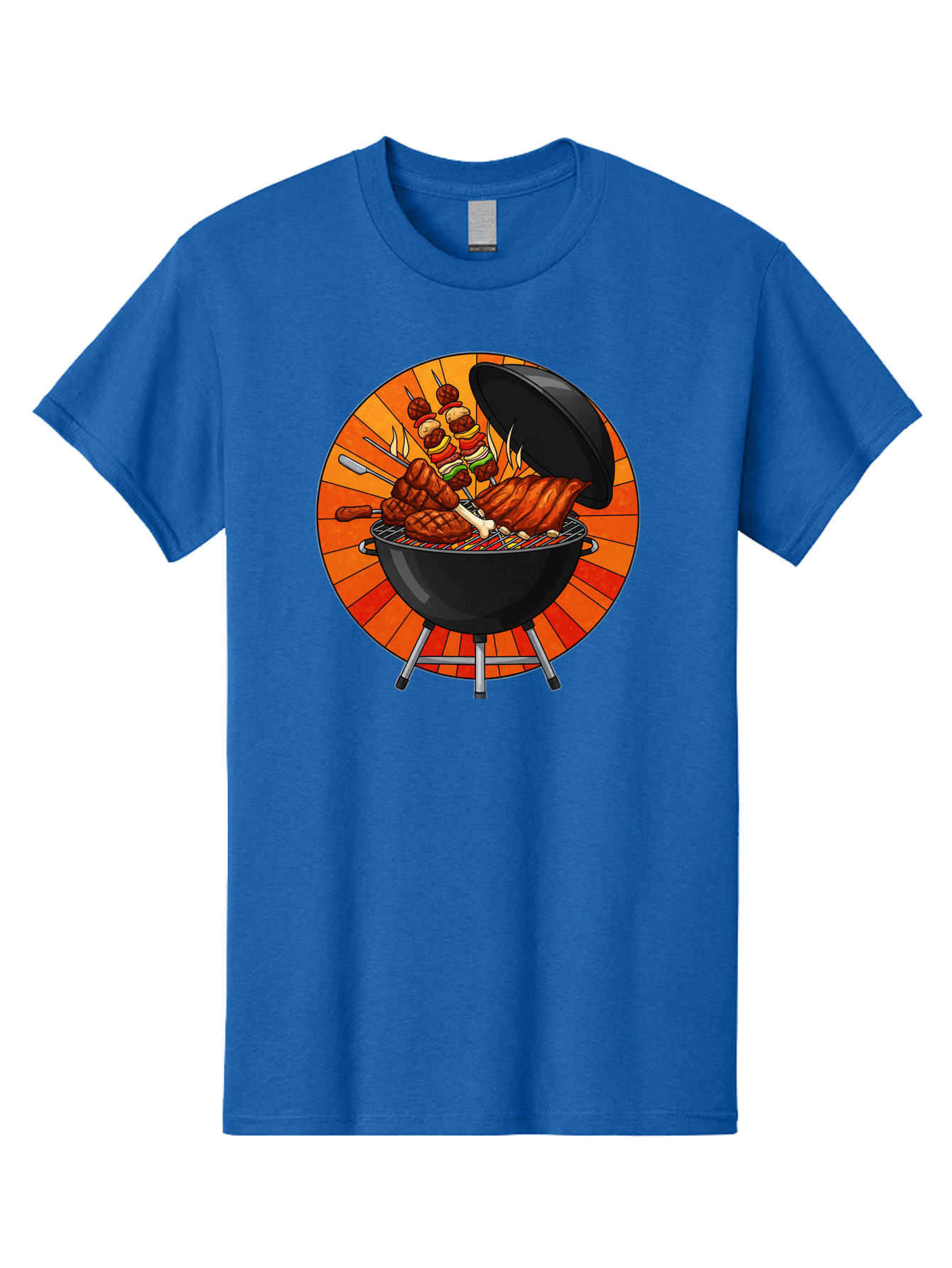Bbq-Grill Men'S Graphic Tee, 100% Cotton, Comfortable Casual Summer Wear, Machine Washable, Barbecue Grill, Grilled Meat, Skewers, Outdoor Cooking, Summer Food, Barbecue Party, Delicious Food, Grilled Chicken, Barbecue Sauce Bab673 4