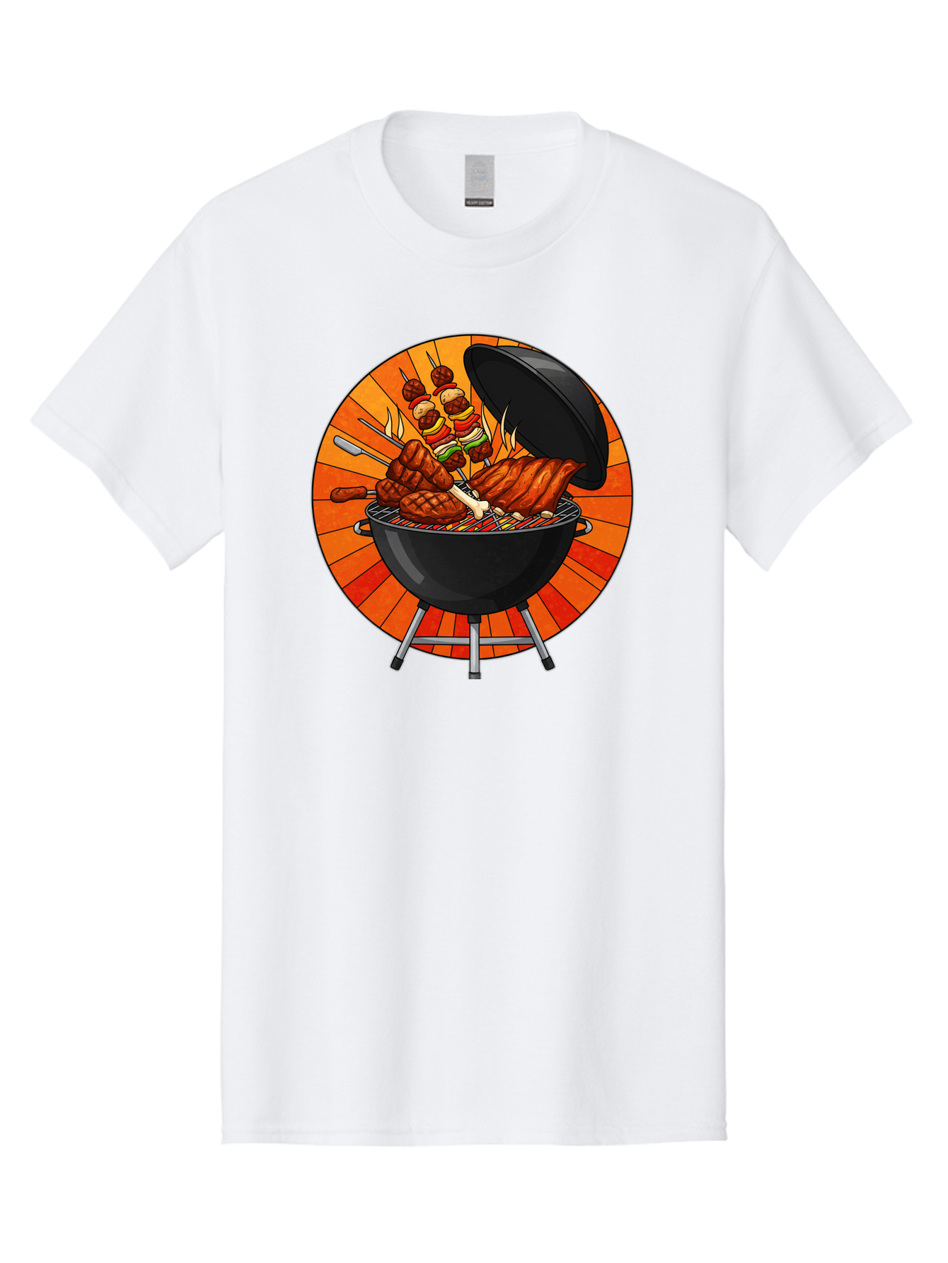 Bbq-Grill Men'S Graphic Tee, 100% Cotton, Comfortable Casual Summer Wear, Machine Washable, Barbecue Grill, Grilled Meat, Skewers, Outdoor Cooking, Summer Food, Barbecue Party, Delicious Food, Grilled Chicken, Barbecue Sauce Bab673 8