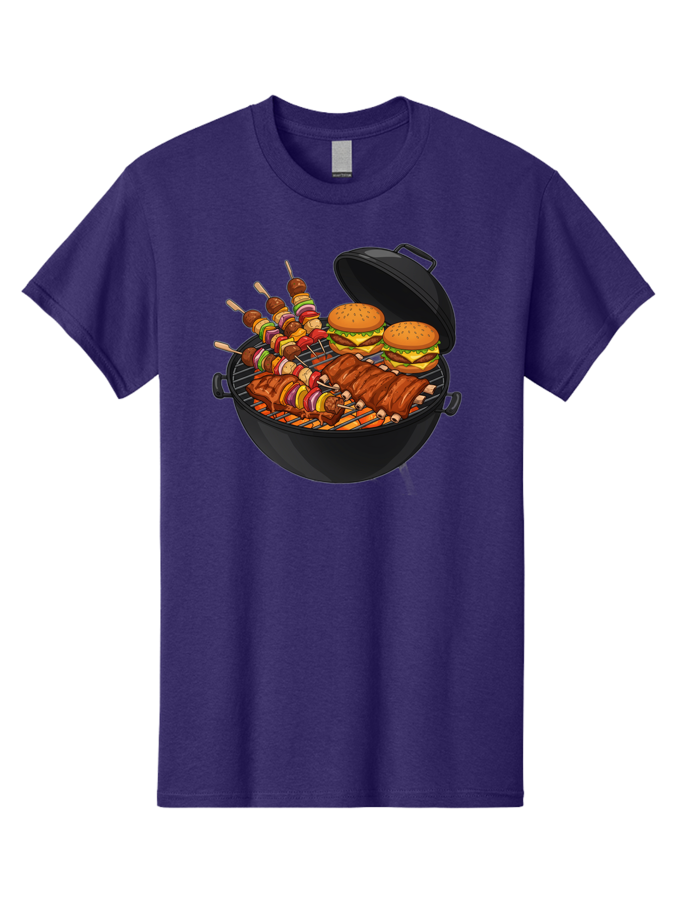 Bbq-Grilling Men'S Graphic Tee, 100% Cotton, Comfortable Casual Summer Wear, Machine Washable, Barbecue Grill, Grilled Food, Skewers, Hamburgers, Barbecue Ribs, Summer Cooking, Outdoor Dining, Grilled Cuisine, Barbecue Party, Savory Delights Bab674 15