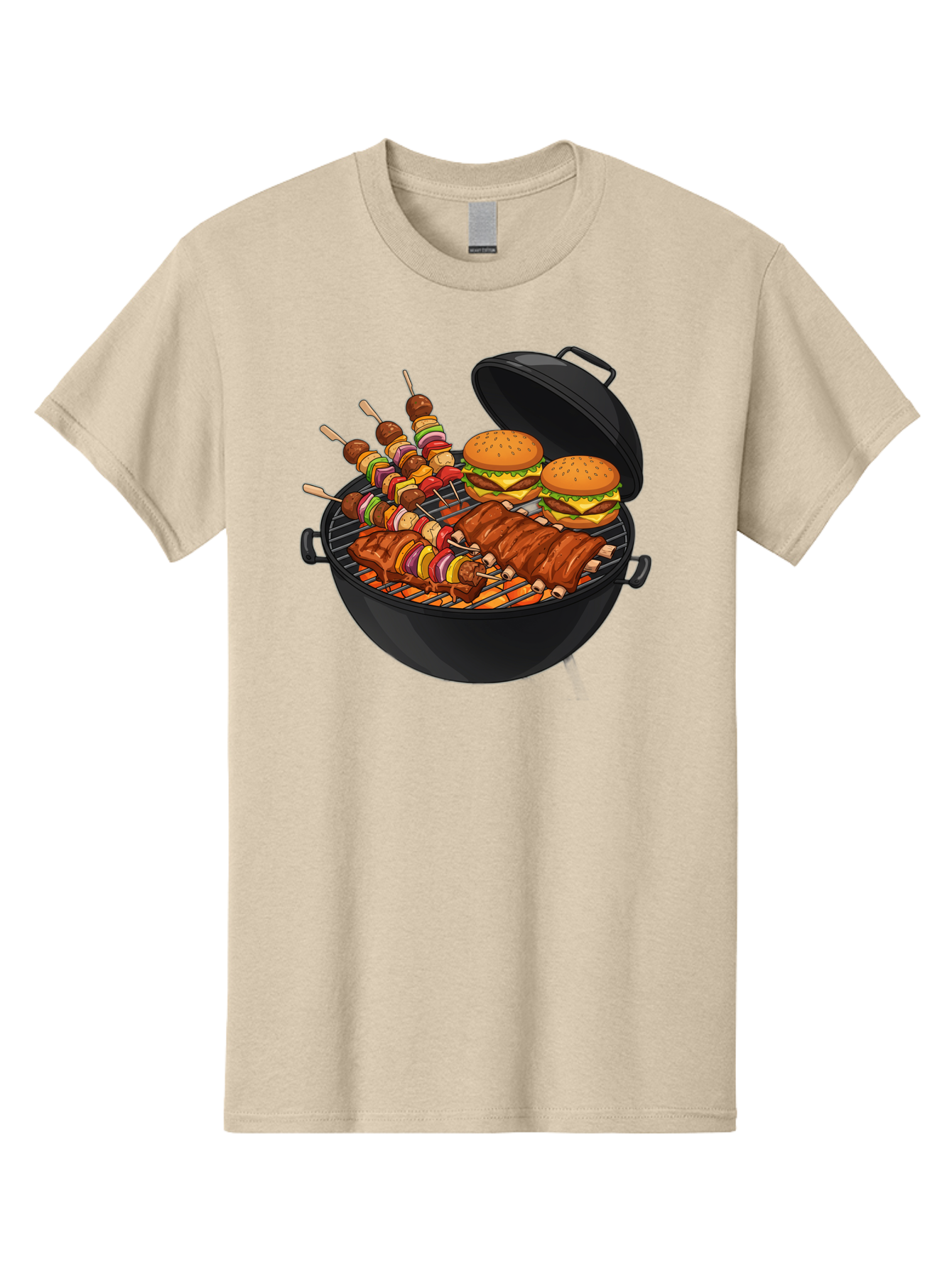 Bbq-Grilling Men'S Graphic Tee, 100% Cotton, Comfortable Casual Summer Wear, Machine Washable, Barbecue Grill, Grilled Food, Skewers, Hamburgers, Barbecue Ribs, Summer Cooking, Outdoor Dining, Grilled Cuisine, Barbecue Party, Savory Delights Bab674 10
