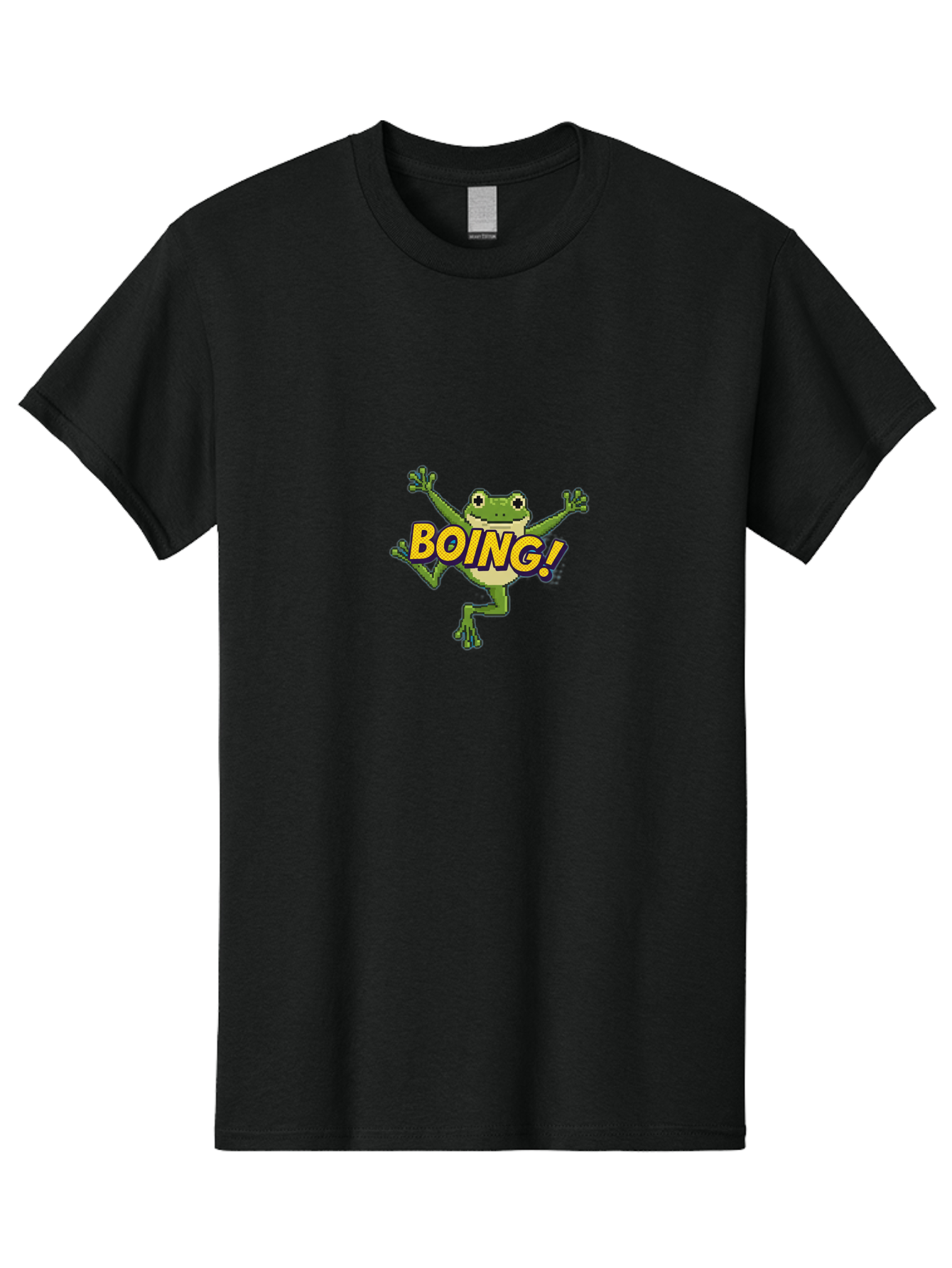 Boing-Frog-1 Men'S Graphic Tee, 100% Cotton, Comfortable Casual Summer Wear, Machine Washable, Funny Cartoon Frog, Playful Illustration, Cartoon Character, Comedic Graphic, Humorous Image, Entertaining Design, Boing! Text, Frog Jumping, Bab689 14