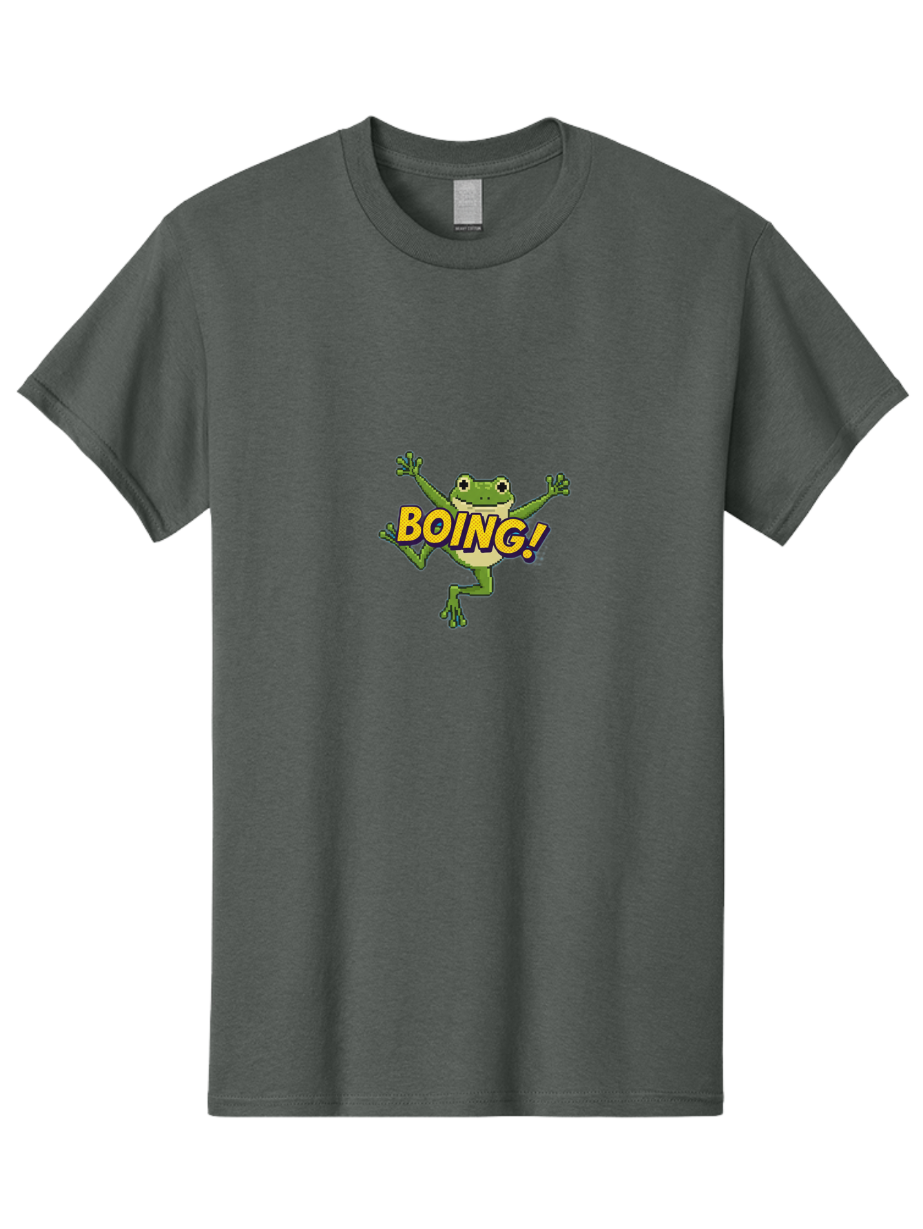 Boing-Frog-1 Men'S Graphic Tee, 100% Cotton, Comfortable Casual Summer Wear, Machine Washable, Funny Cartoon Frog, Playful Illustration, Cartoon Character, Comedic Graphic, Humorous Image, Entertaining Design, Boing! Text, Frog Jumping, Bab689 8