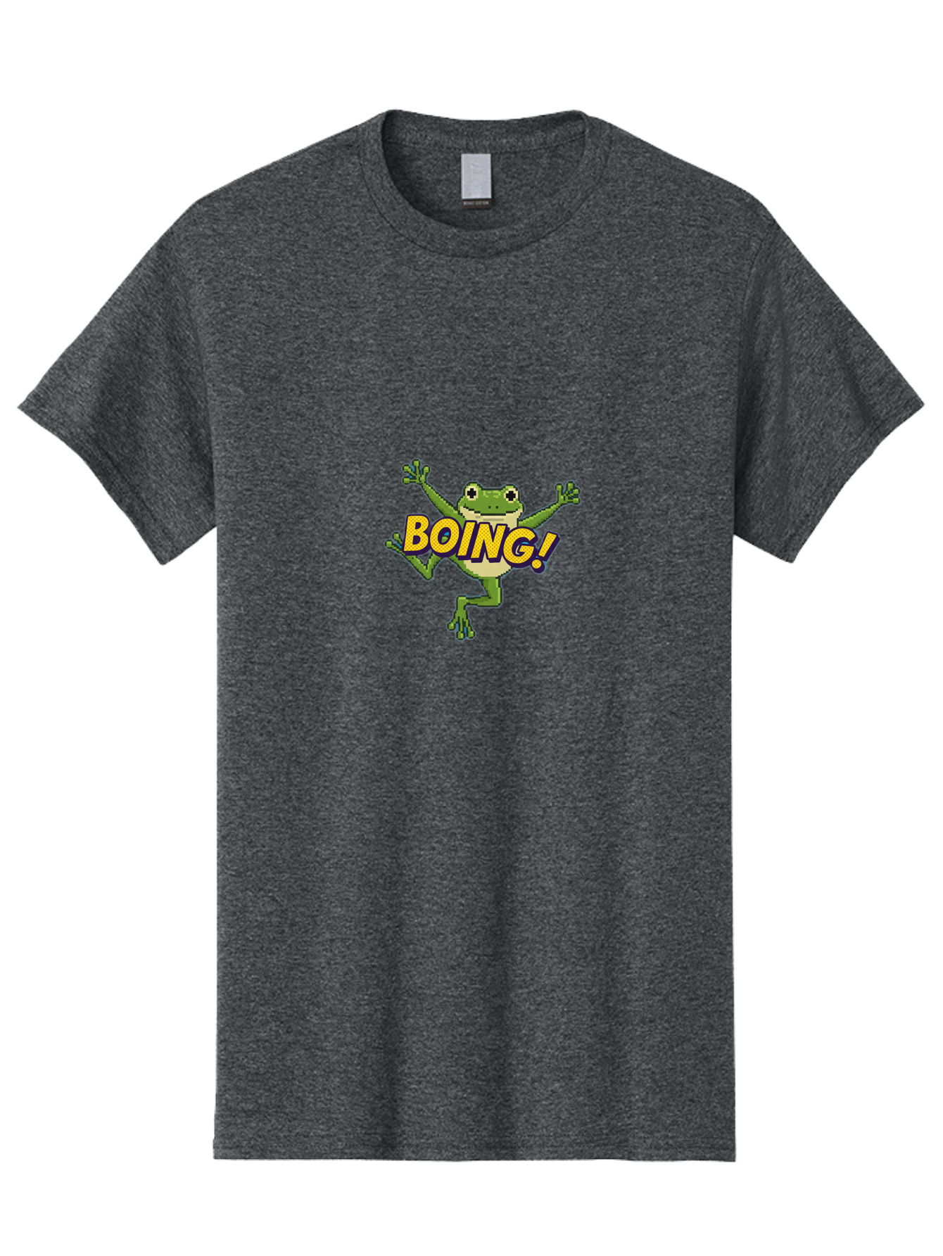 Boing-Frog-1 Men'S Graphic Tee, 100% Cotton, Comfortable Casual Summer Wear, Machine Washable, Funny Cartoon Frog, Playful Illustration, Cartoon Character, Comedic Graphic, Humorous Image, Entertaining Design, Boing! Text, Frog Jumping, Bab689 10