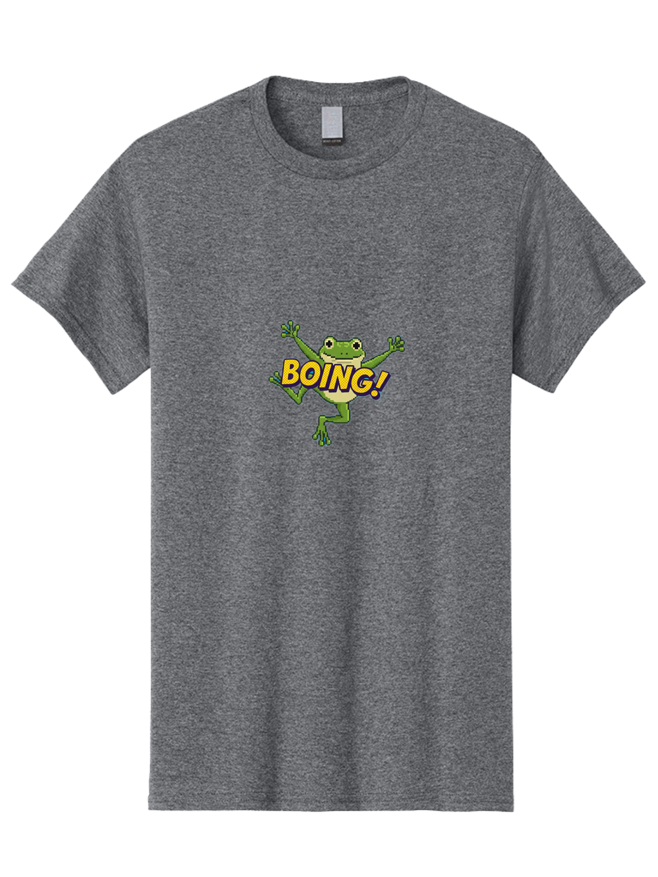 Boing-Frog-1 Men'S Graphic Tee, 100% Cotton, Comfortable Casual Summer Wear, Machine Washable, Funny Cartoon Frog, Playful Illustration, Cartoon Character, Comedic Graphic, Humorous Image, Entertaining Design, Boing! Text, Frog Jumping, Bab689 12