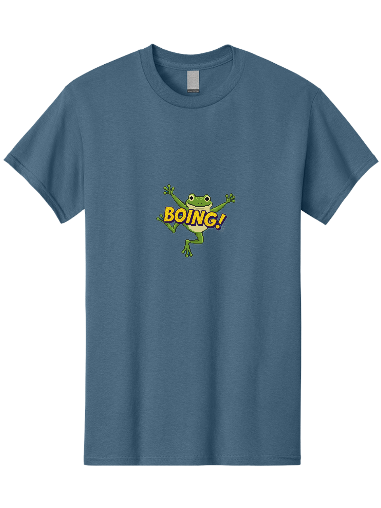 Boing-Frog-1 Men'S Graphic Tee, 100% Cotton, Comfortable Casual Summer Wear, Machine Washable, Funny Cartoon Frog, Playful Illustration, Cartoon Character, Comedic Graphic, Humorous Image, Entertaining Design, Boing! Text, Frog Jumping, Bab689 5