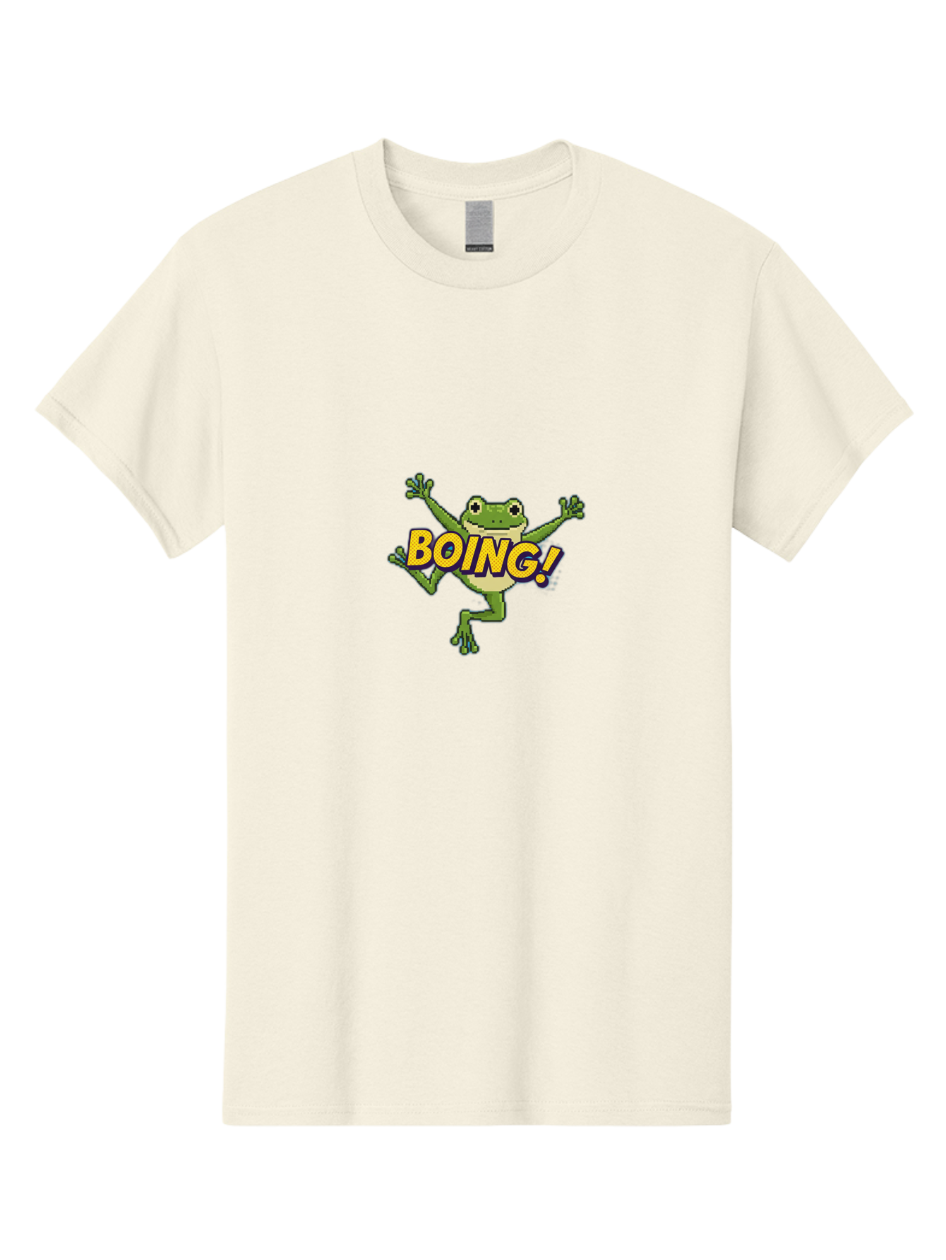Boing-Frog-1 Men'S Graphic Tee, 100% Cotton, Comfortable Casual Summer Wear, Machine Washable, Funny Cartoon Frog, Playful Illustration, Cartoon Character, Comedic Graphic, Humorous Image, Entertaining Design, Boing! Text, Frog Jumping, Bab689 6