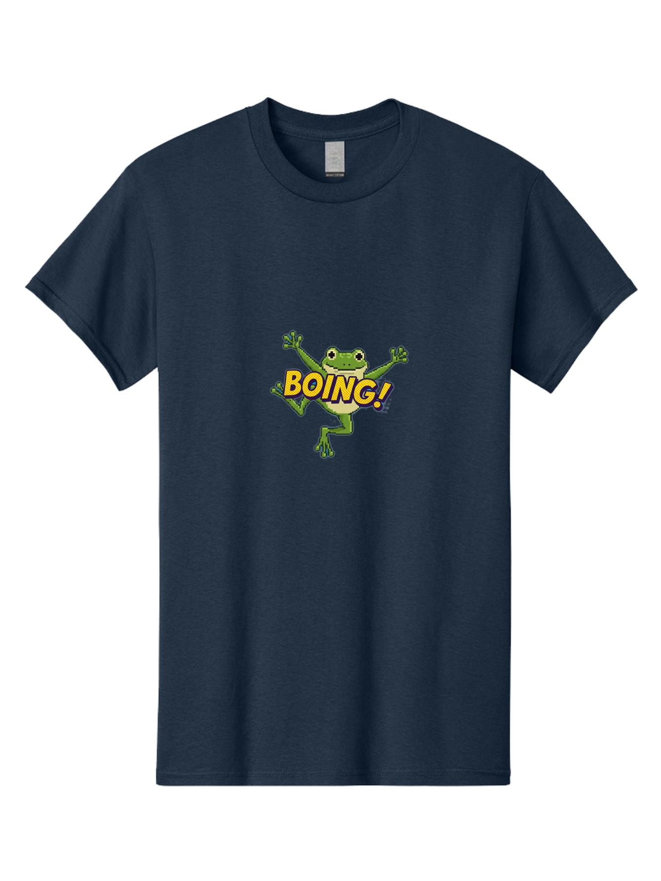 Boing-Frog-1 Men'S Graphic Tee, 100% Cotton, Comfortable Casual Summer Wear, Machine Washable, Funny Cartoon Frog, Playful Illustration, Cartoon Character, Comedic Graphic, Humorous Image, Entertaining Design, Boing! Text, Frog Jumping, Bab689 13