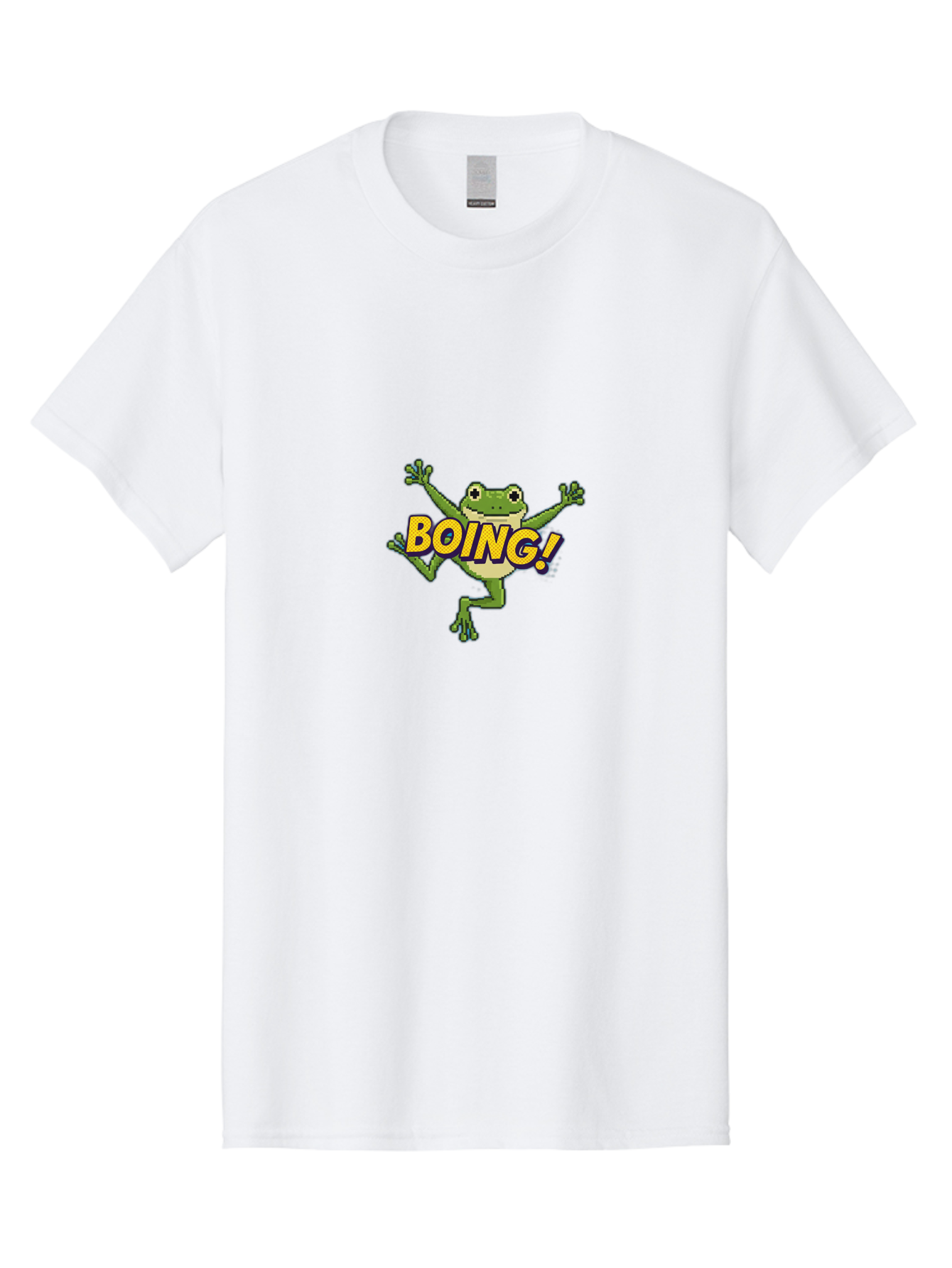 Boing-Frog-1 Men'S Graphic Tee, 100% Cotton, Comfortable Casual Summer Wear, Machine Washable, Funny Cartoon Frog, Playful Illustration, Cartoon Character, Comedic Graphic, Humorous Image, Entertaining Design, Boing! Text, Frog Jumping, Bab689 7
