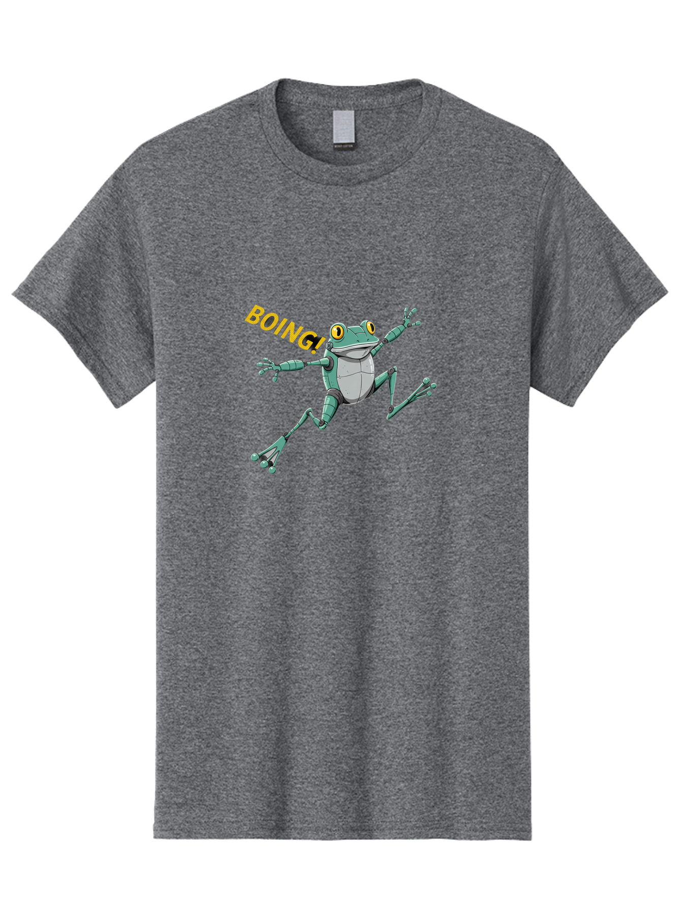 Boing-Frog-3 Men'S Graphic Tee, 100% Cotton, Comfortable Casual Summer Wear, Machine Washable, Cartoon Frog, Funny Animal, Playful Amphibian, Yellow Eyes, Jumping Motion, Comic Effect, Boing Text, Playful Vibe, Cartoon Character, Bab691 10