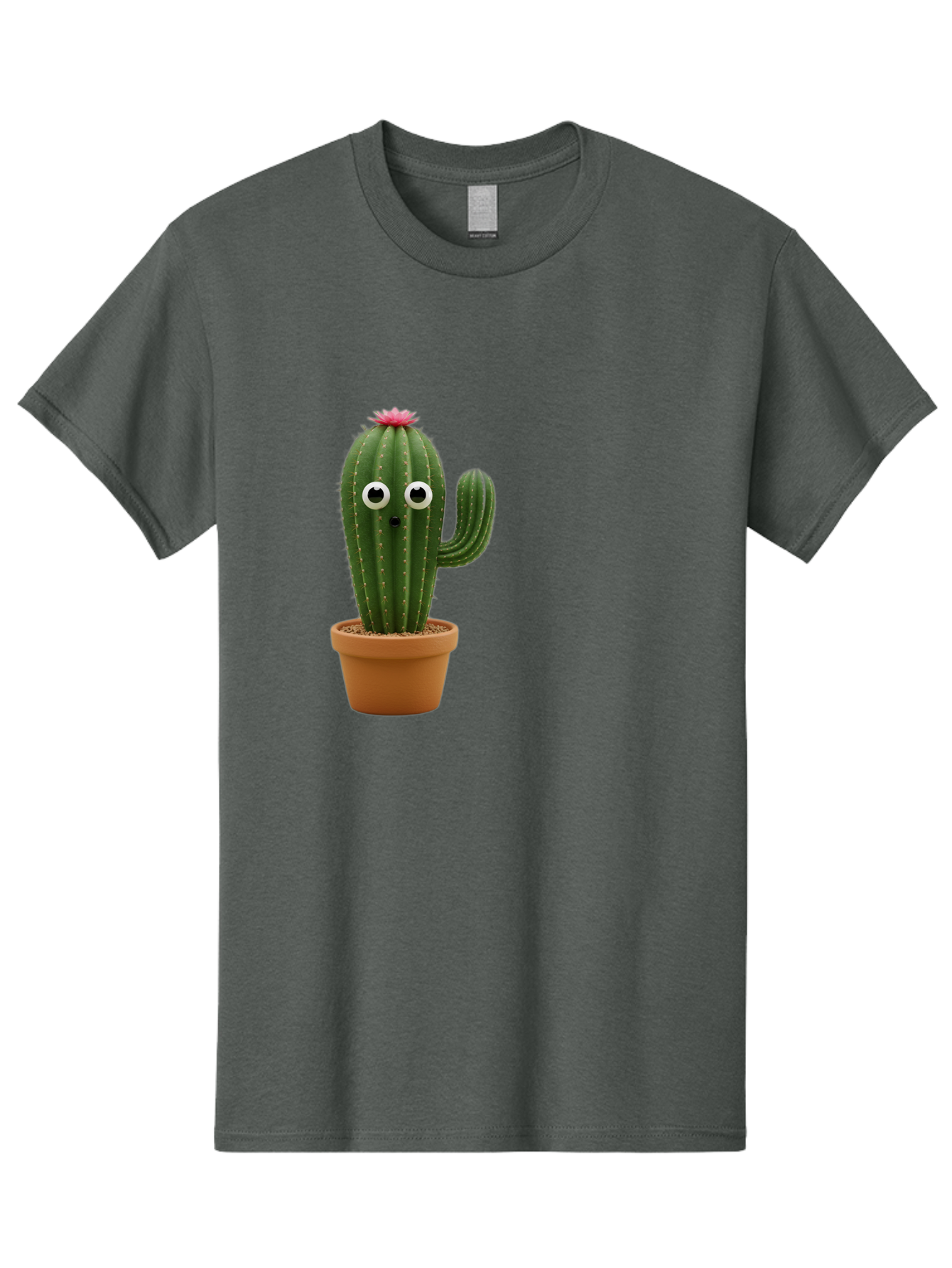 Cactus-With-Eyes Men'S Graphic Tee, 100% Cotton, Comfortable Casual Summer Wear, Machine Washable, Cute Cactus, Cartoon Character, Funny Face, Googley Eyes, Potted Plant, Succulent, Quirky Decor, Whimsical Design, Indoor Plants, Kawaii Bab703 11
