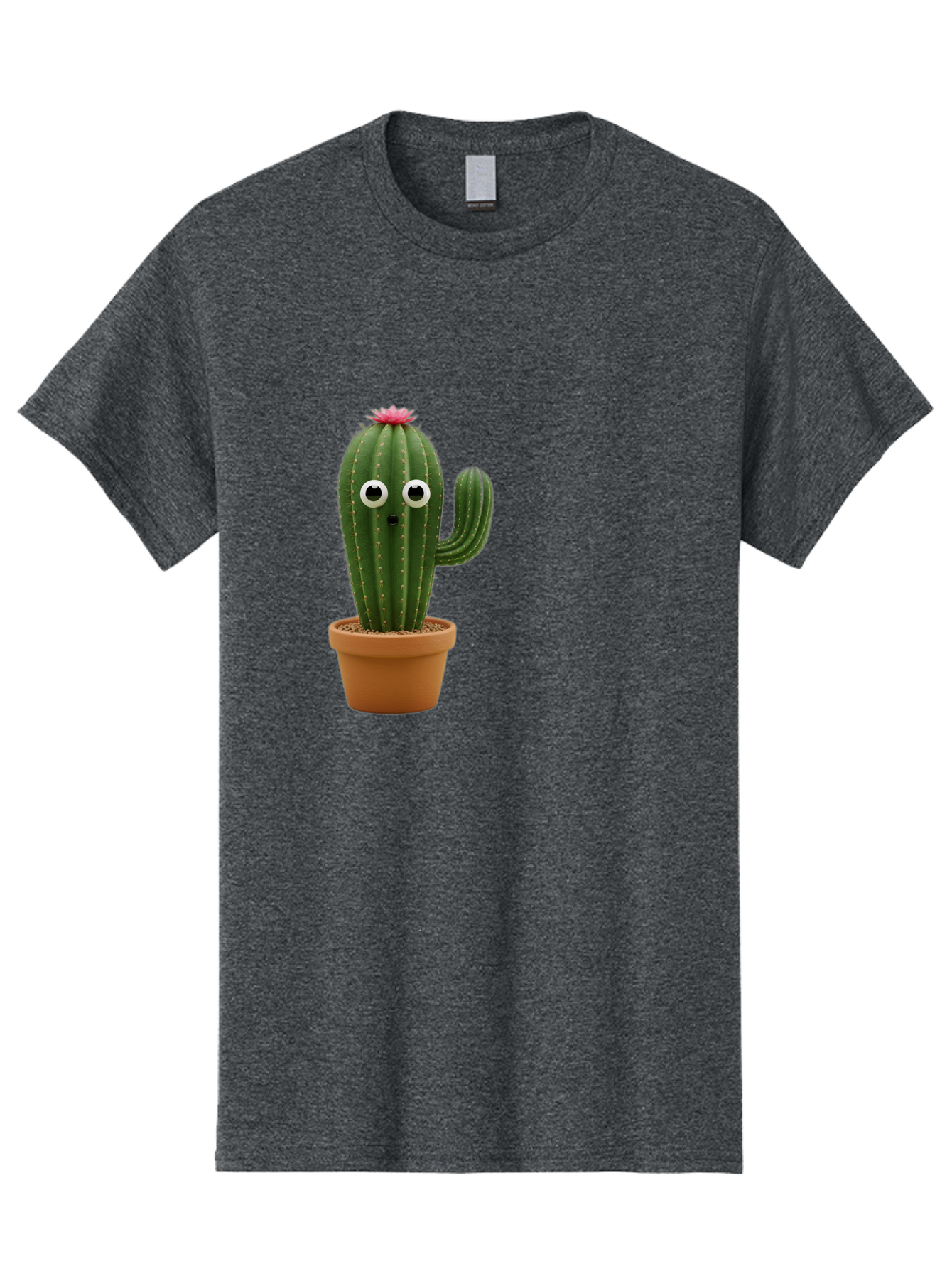 Cactus-With-Eyes Men'S Graphic Tee, 100% Cotton, Comfortable Casual Summer Wear, Machine Washable, Cute Cactus, Cartoon Character, Funny Face, Googley Eyes, Potted Plant, Succulent, Quirky Decor, Whimsical Design, Indoor Plants, Kawaii Bab703 9
