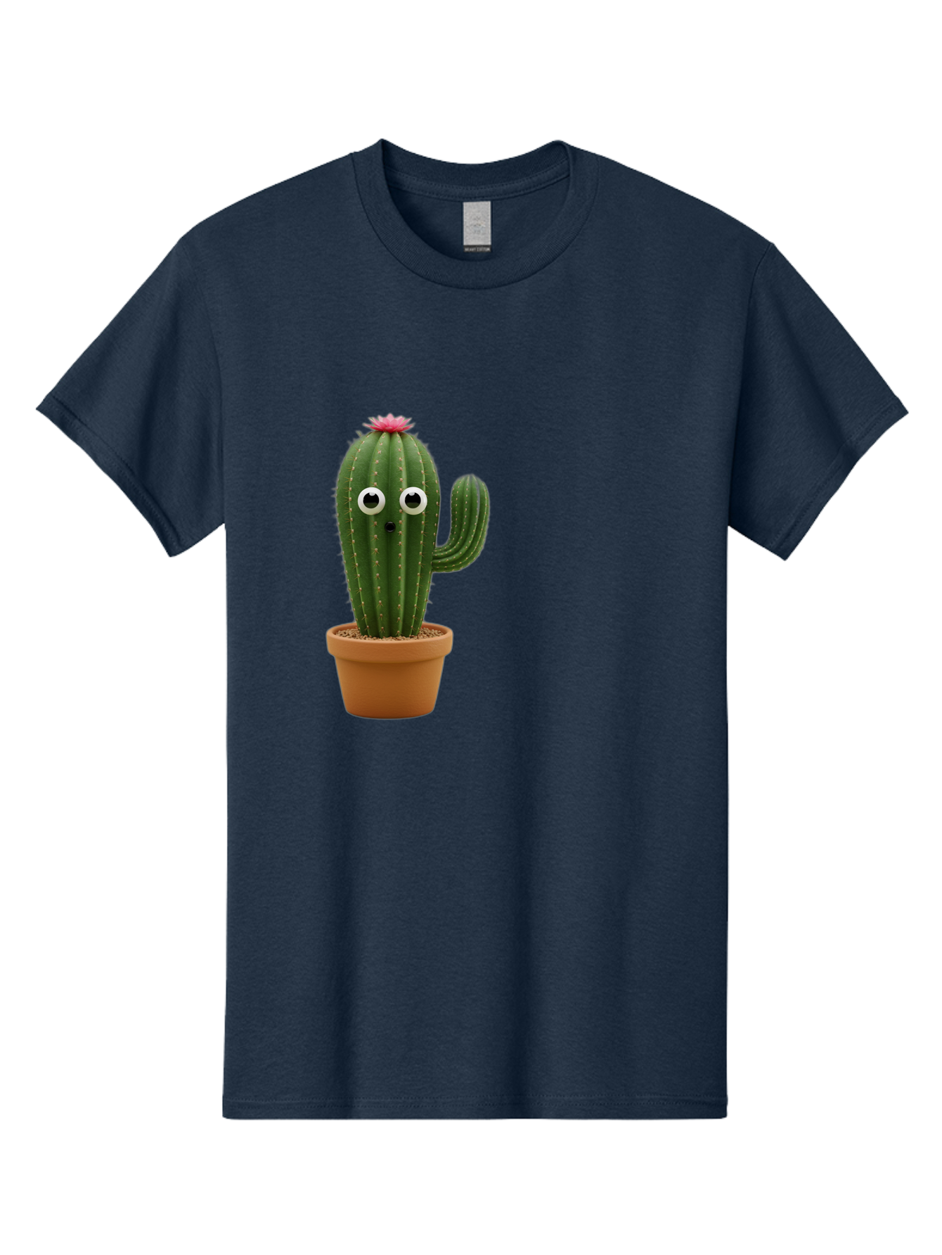 Cactus-With-Eyes Men'S Graphic Tee, 100% Cotton, Comfortable Casual Summer Wear, Machine Washable, Cute Cactus, Cartoon Character, Funny Face, Googley Eyes, Potted Plant, Succulent, Quirky Decor, Whimsical Design, Indoor Plants, Kawaii Bab703 10