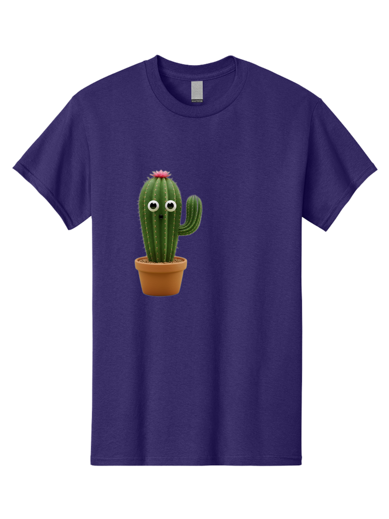 Cactus-With-Eyes Men'S Graphic Tee, 100% Cotton, Comfortable Casual Summer Wear, Machine Washable, Cute Cactus, Cartoon Character, Funny Face, Googley Eyes, Potted Plant, Succulent, Quirky Decor, Whimsical Design, Indoor Plants, Kawaii Bab703 15