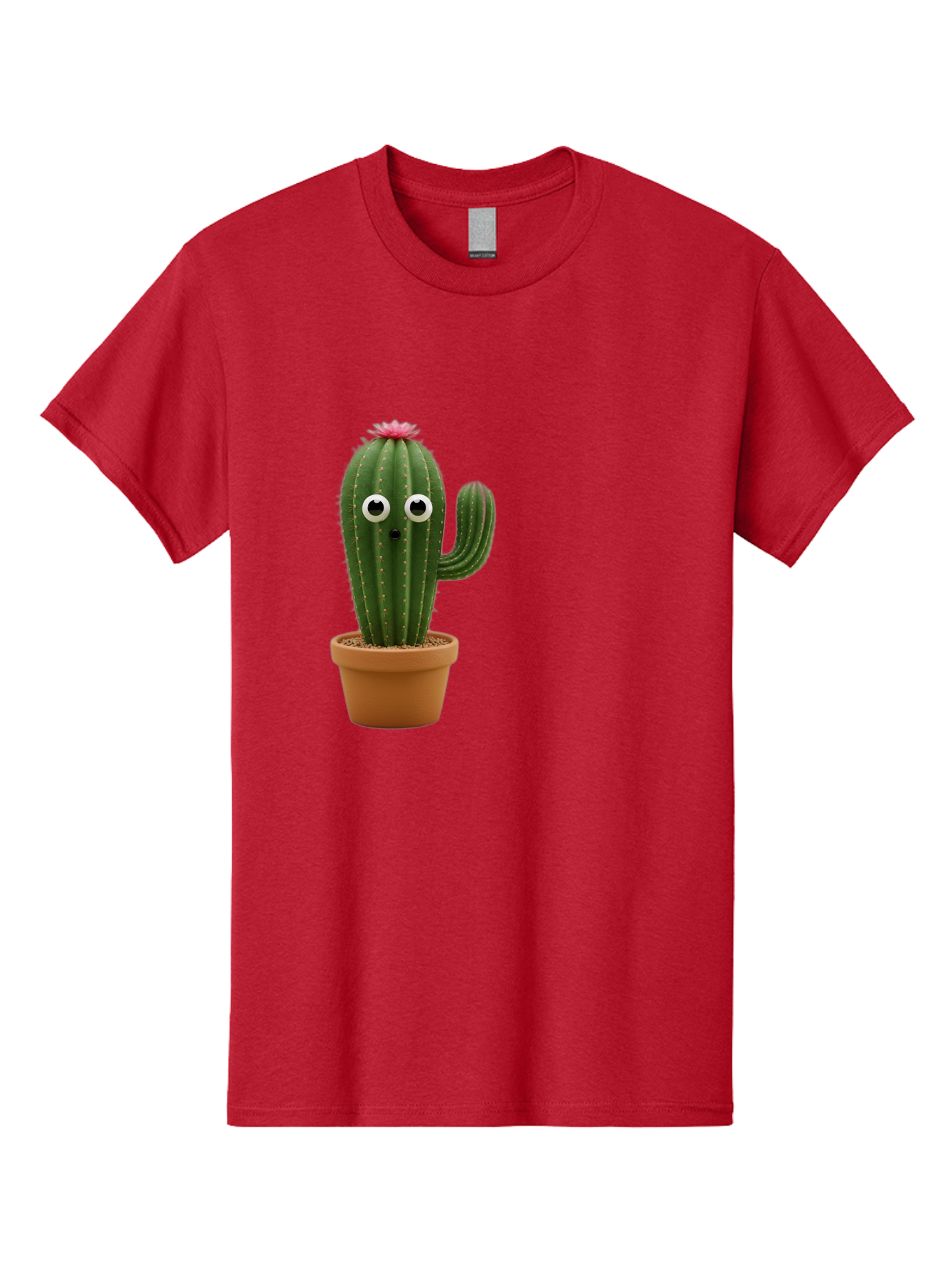 Cactus-With-Eyes Men'S Graphic Tee, 100% Cotton, Comfortable Casual Summer Wear, Machine Washable, Cute Cactus, Cartoon Character, Funny Face, Googley Eyes, Potted Plant, Succulent, Quirky Decor, Whimsical Design, Indoor Plants, Kawaii Bab703 8
