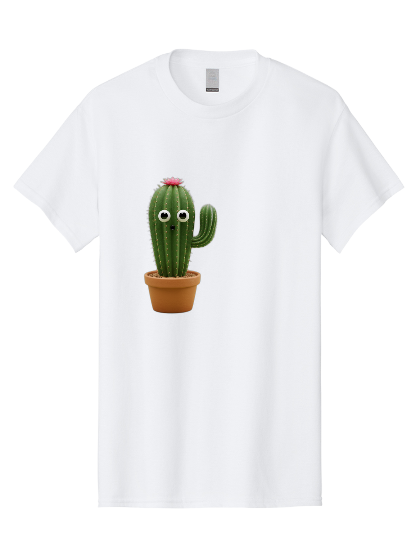 Cactus-With-Eyes Men'S Graphic Tee, 100% Cotton, Comfortable Casual Summer Wear, Machine Washable, Cute Cactus, Cartoon Character, Funny Face, Googley Eyes, Potted Plant, Succulent, Quirky Decor, Whimsical Design, Indoor Plants, Kawaii Bab703 12