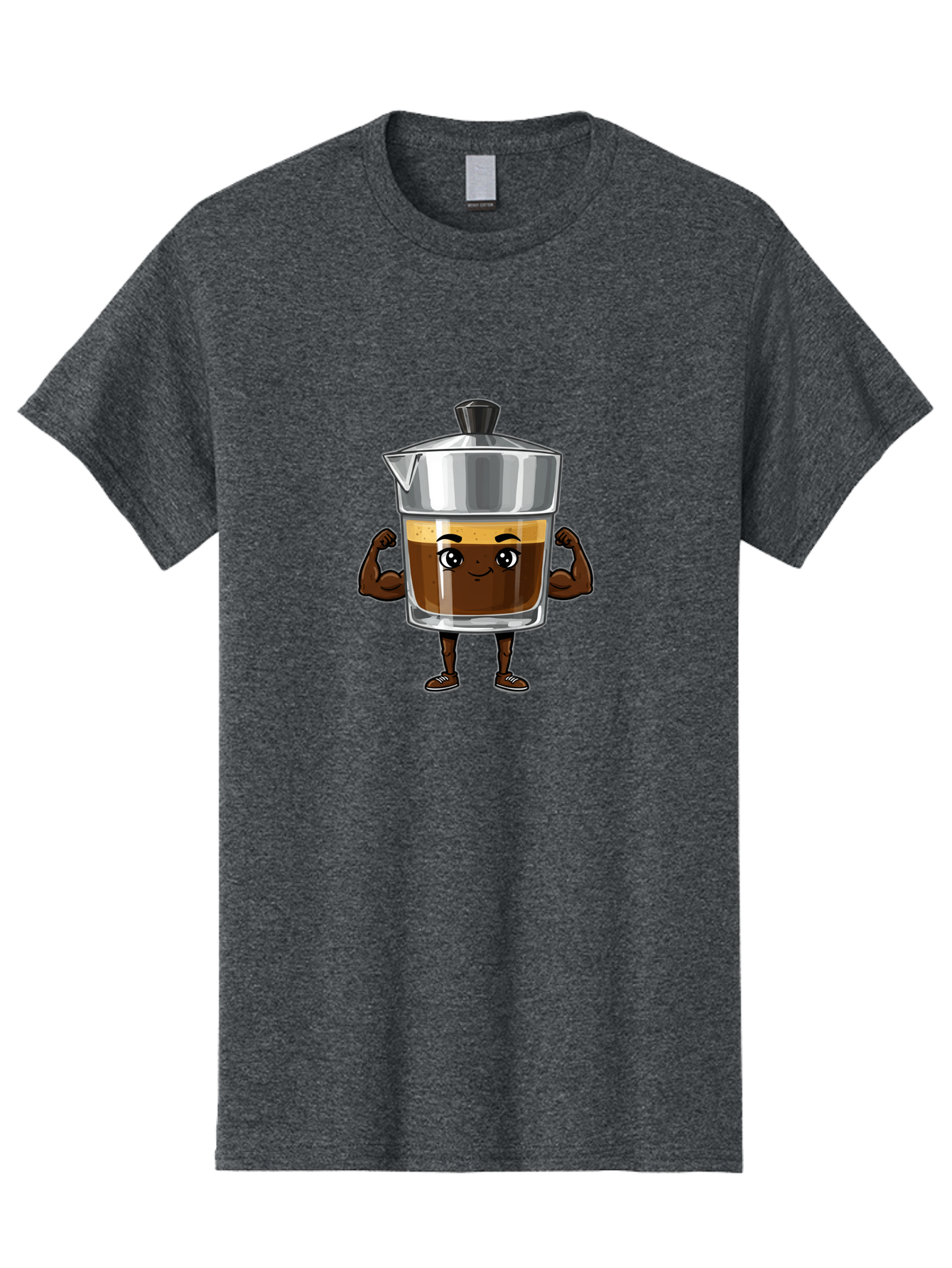 Cafe-Coffee Men'S Graphic Tee, 100% Cotton, Comfortable Casual Summer Wear, Machine Washable, Coffee Maker Character, Brown Coffee, Funny Face, Flexing Arms, Strong Muscles, Cute Cartoon, Coffee Lover, Morning Pick-Me-Up, Daily Grind Bab704 8