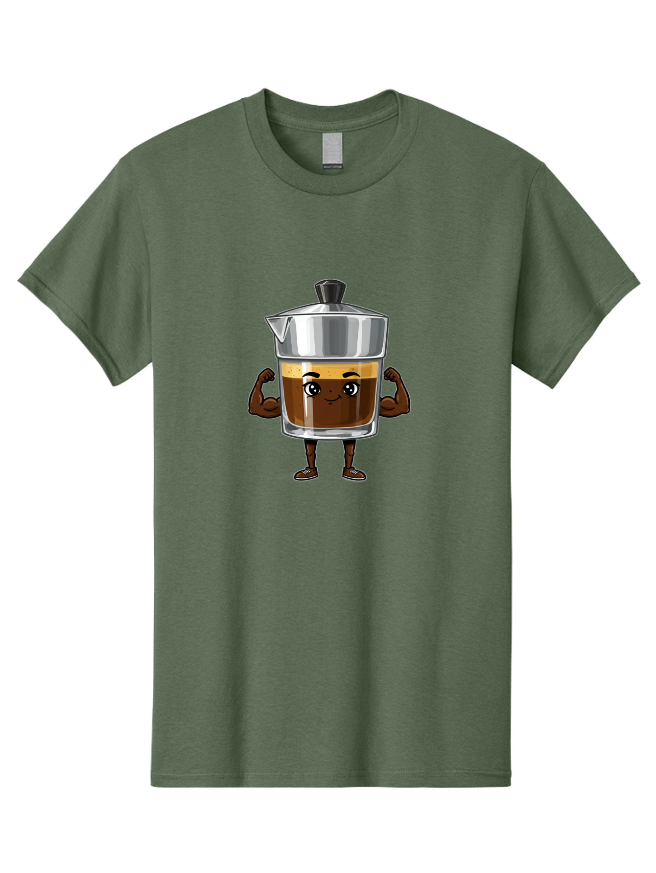Cafe-Coffee Men'S Graphic Tee, 100% Cotton, Comfortable Casual Summer Wear, Machine Washable, Coffee Maker Character, Brown Coffee, Funny Face, Flexing Arms, Strong Muscles, Cute Cartoon, Coffee Lover, Morning Pick-Me-Up, Daily Grind Bab704 15