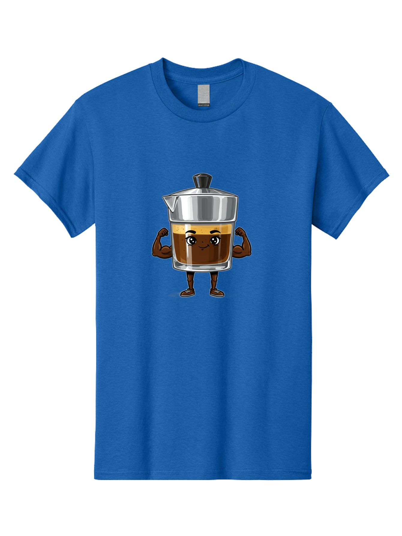 Cafe-Coffee Men'S Graphic Tee, 100% Cotton, Comfortable Casual Summer Wear, Machine Washable, Coffee Maker Character, Brown Coffee, Funny Face, Flexing Arms, Strong Muscles, Cute Cartoon, Coffee Lover, Morning Pick-Me-Up, Daily Grind Bab704 13