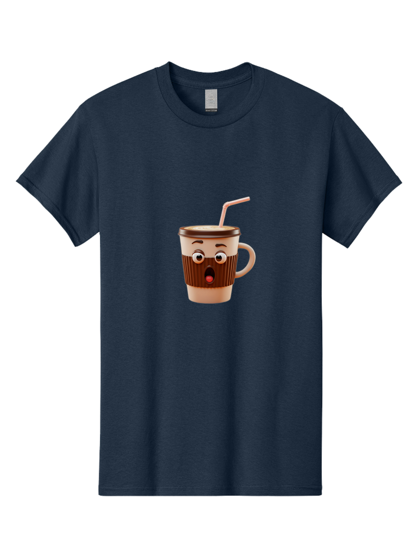 Cafe-Cup Men'S Graphic Tee, 100% Cotton, Comfortable Casual Summer Wear, Machine Washable, Cartoon Coffee Cup, Surprised Expression, Anthropomorphic Design, Coffee Beverage, Disposable Cup, Straw, Shocked Face, Funny Character Bab705 3