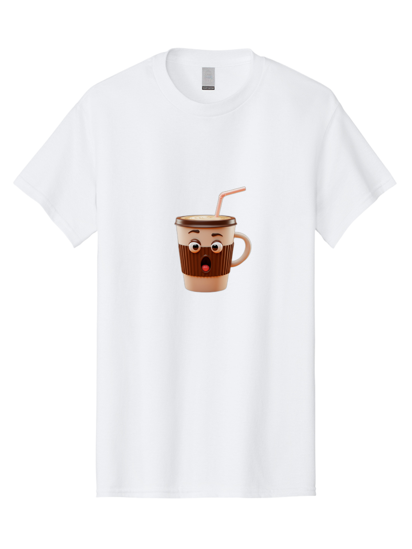 Cafe-Cup Men'S Graphic Tee, 100% Cotton, Comfortable Casual Summer Wear, Machine Washable, Cartoon Coffee Cup, Surprised Expression, Anthropomorphic Design, Coffee Beverage, Disposable Cup, Straw, Shocked Face, Funny Character Bab705 8