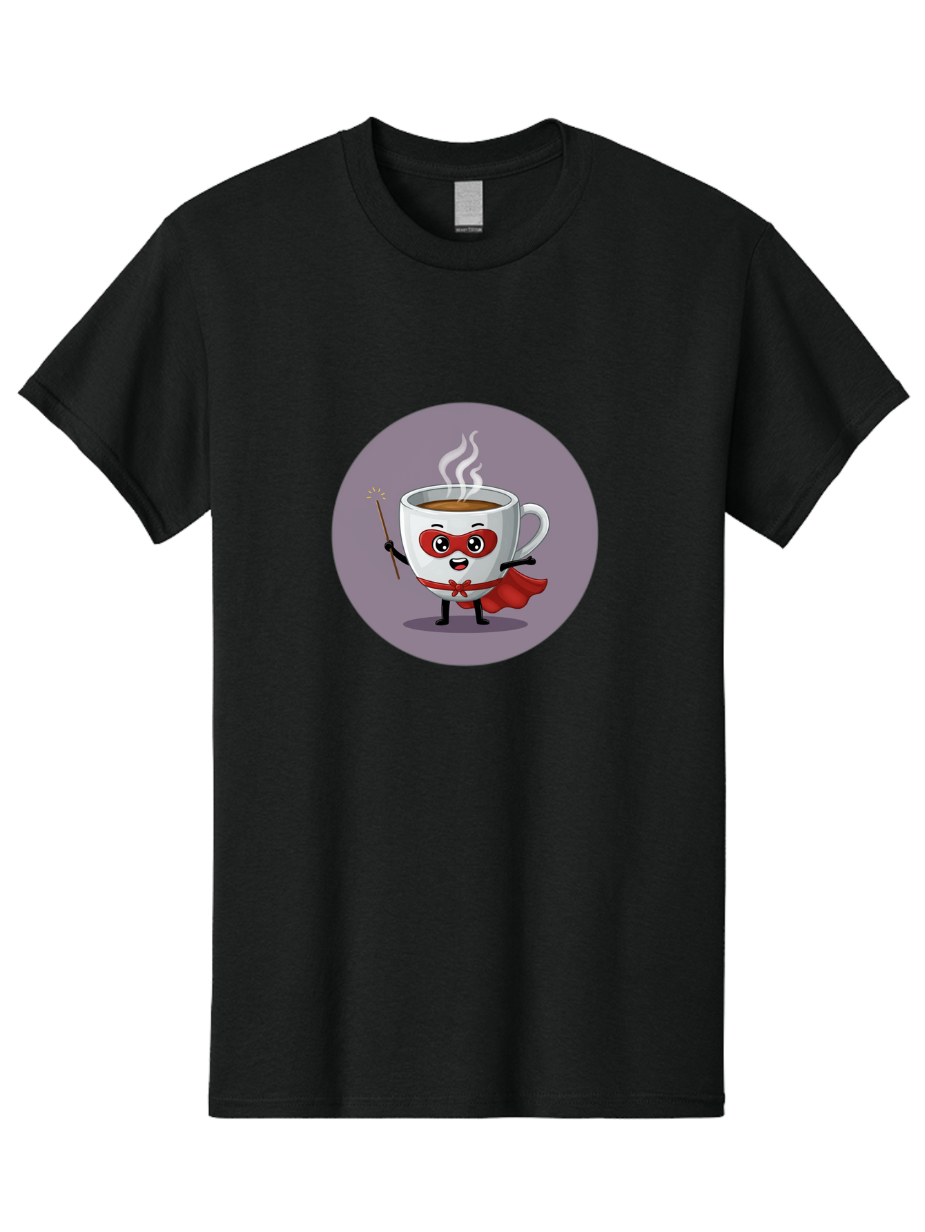 Cafe-Hero Men'S Graphic Tee, 100% Cotton, Comfortable Casual Summer Wear, Machine Washable, Cartoon Coffee Cup, Superhero Theme, Red Mask, Red Cape, Magical Wand, Steaming Hot Coffee, Funny Character, Animated Beverage Bab706 13