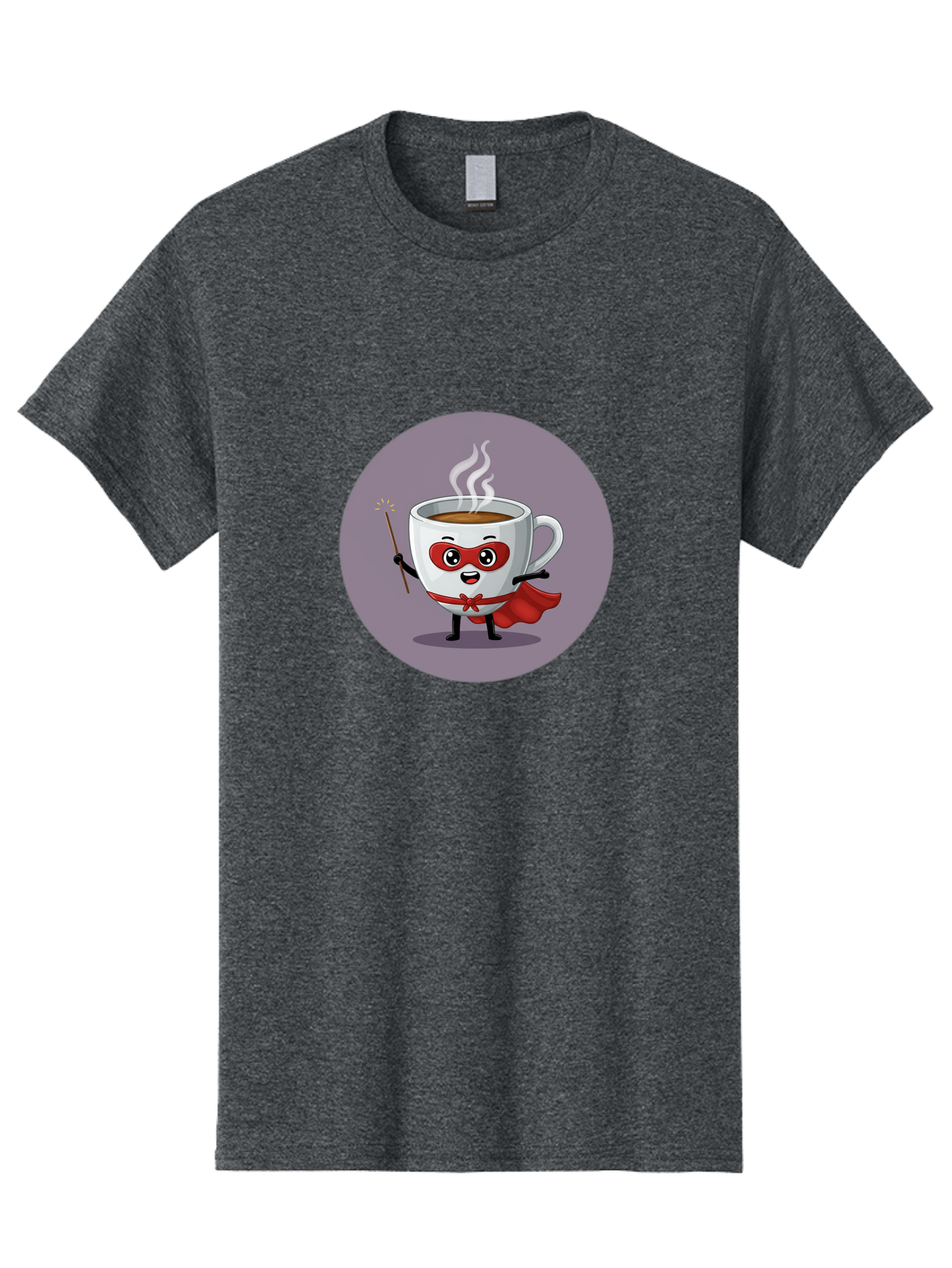 Cafe-Hero Men'S Graphic Tee, 100% Cotton, Comfortable Casual Summer Wear, Machine Washable, Cartoon Coffee Cup, Superhero Theme, Red Mask, Red Cape, Magical Wand, Steaming Hot Coffee, Funny Character, Animated Beverage Bab706 9